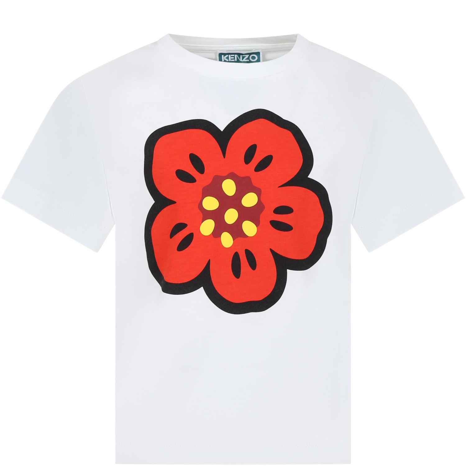 Shop Kenzo White T-shirt For Girl With Flower