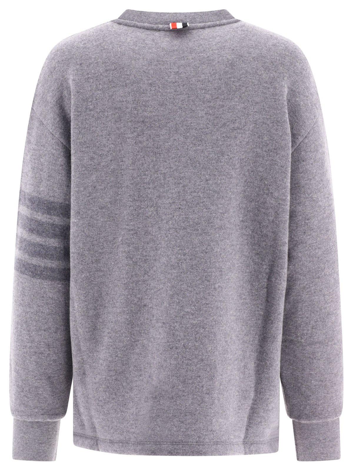 Shop Thom Browne Oversized Knit Sweatshirt In Lt Grey