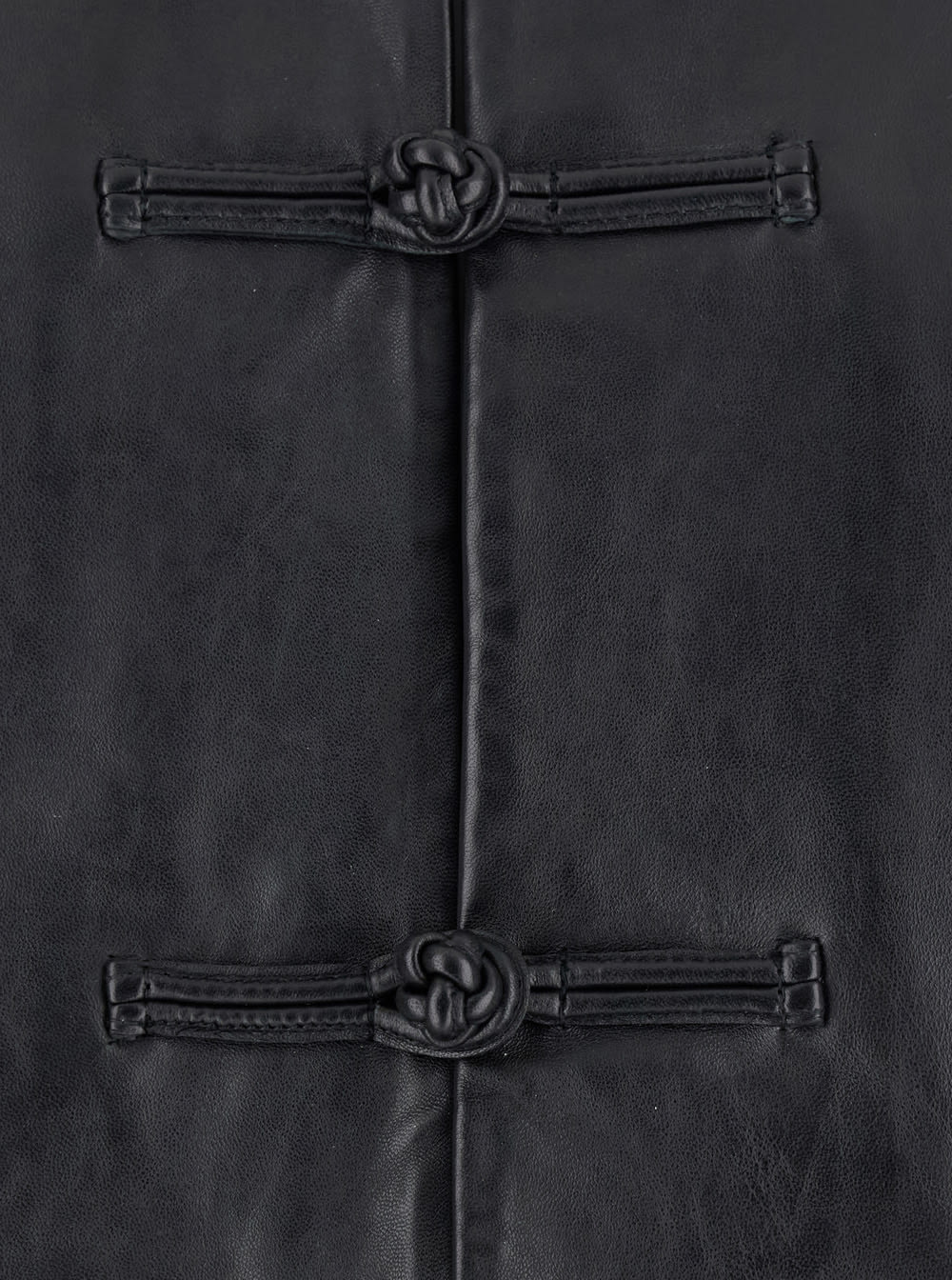 Rohe Black Jacket With Front Toggle Closure In Leather Woman In Black