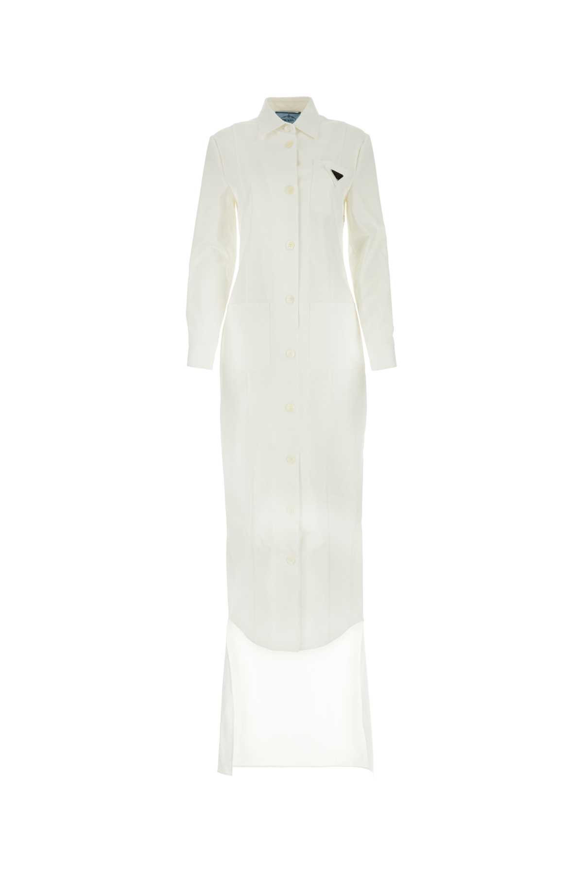 Prada White Gabardine Shirt Dress