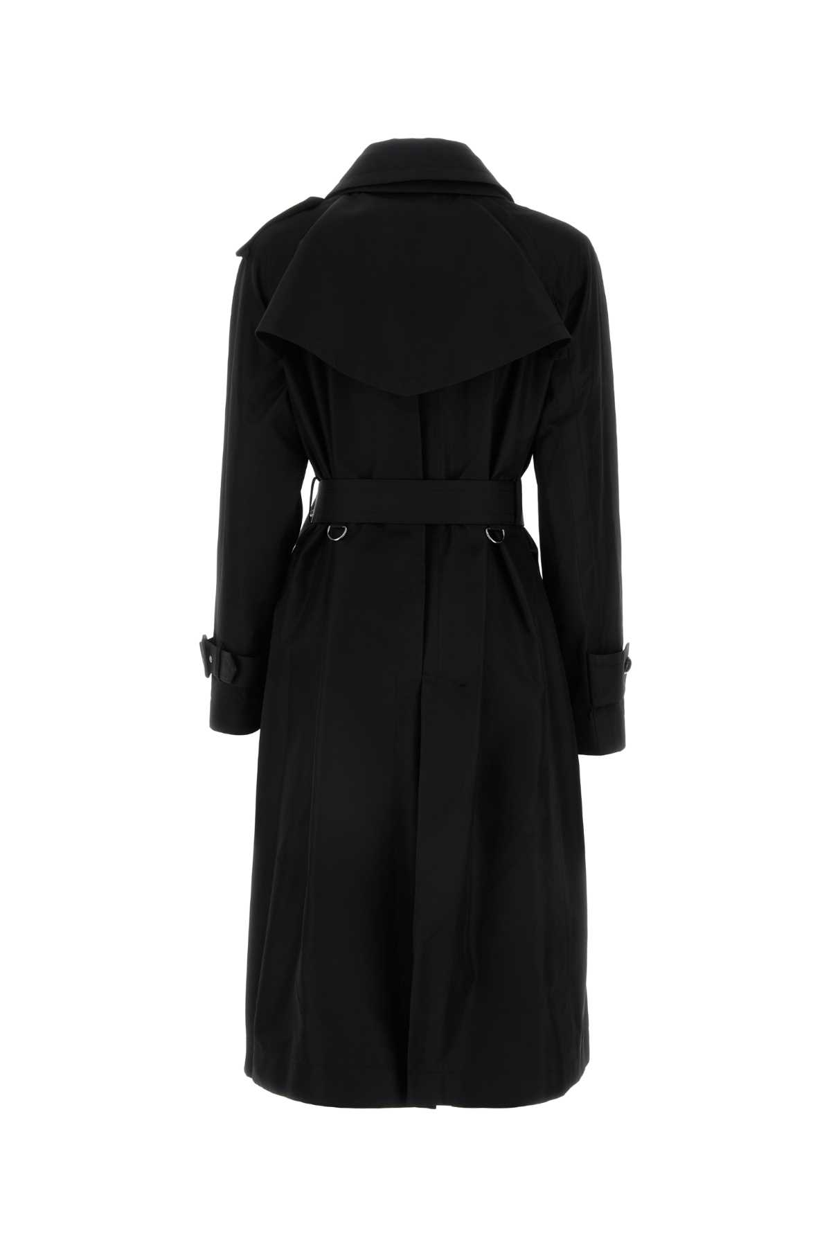 Shop Sacai Black Cotton Blend Trench Coat