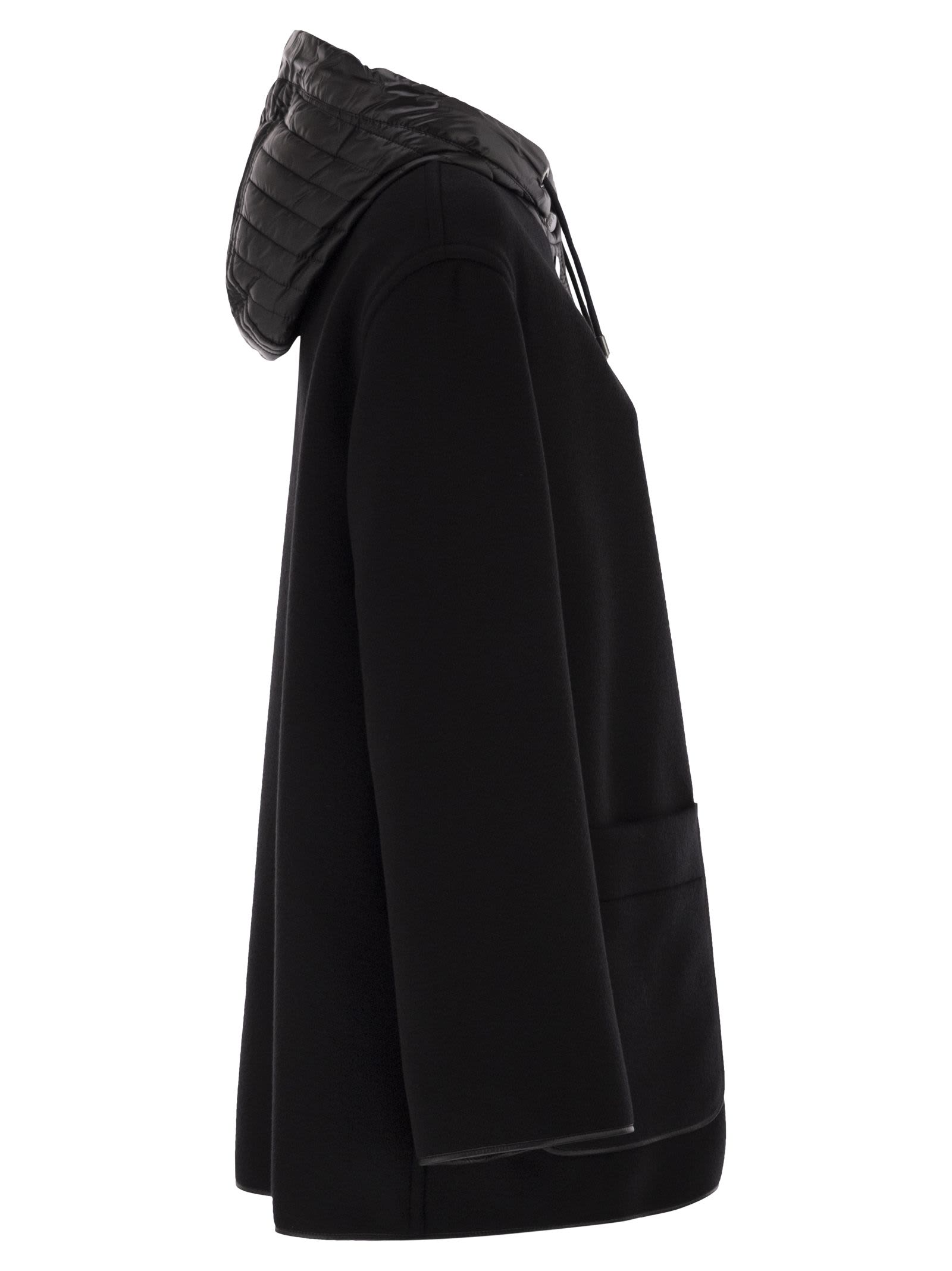 Fay Women Two-material Wool And Cashmere Caban Coat In Black