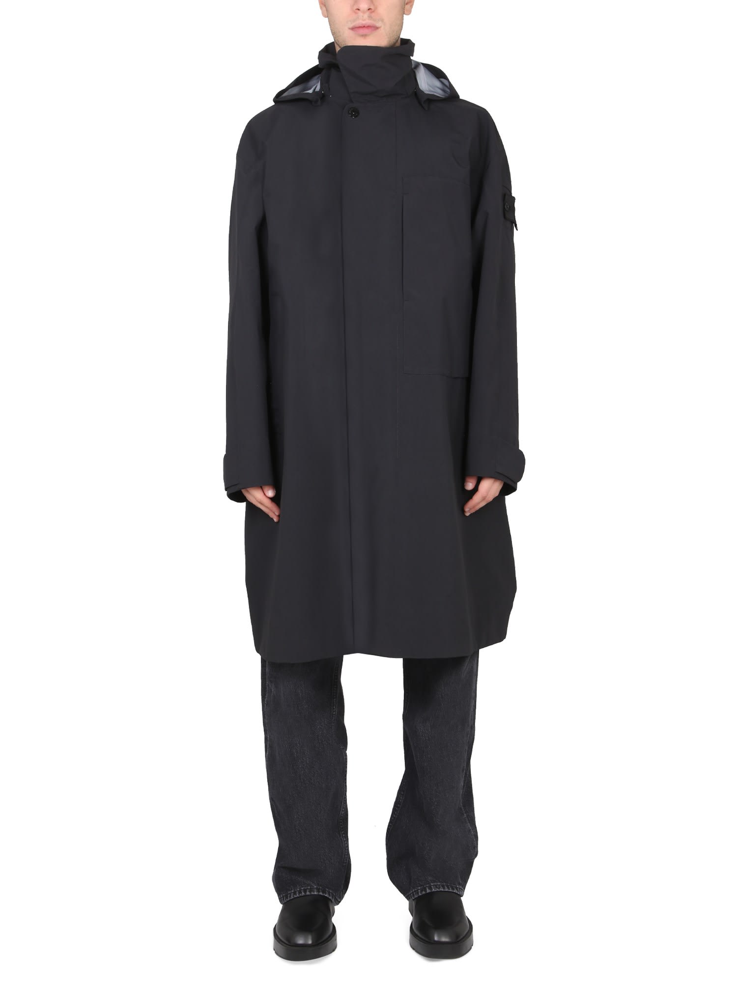 Stone Island Shadow Project Long Trench Coat With Logo