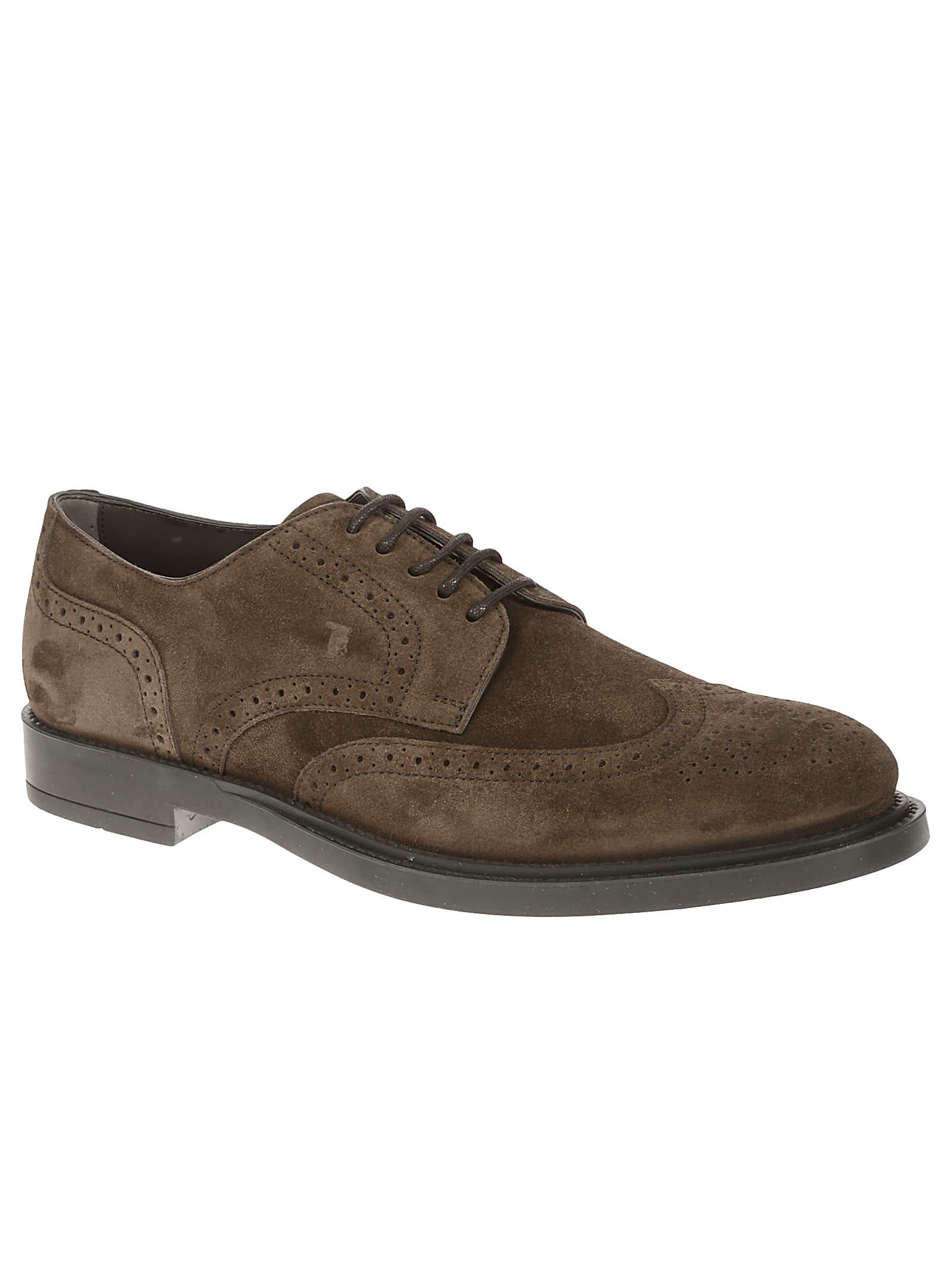 Shop Tod's Bucature Perforated Derby Shoes Tods In Brown