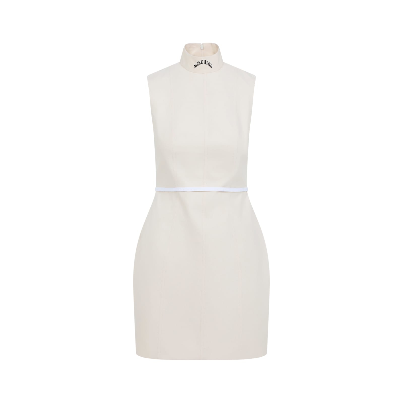 Moschino Tailored Knee-length Sleeveless Dress High Neck In Neutral