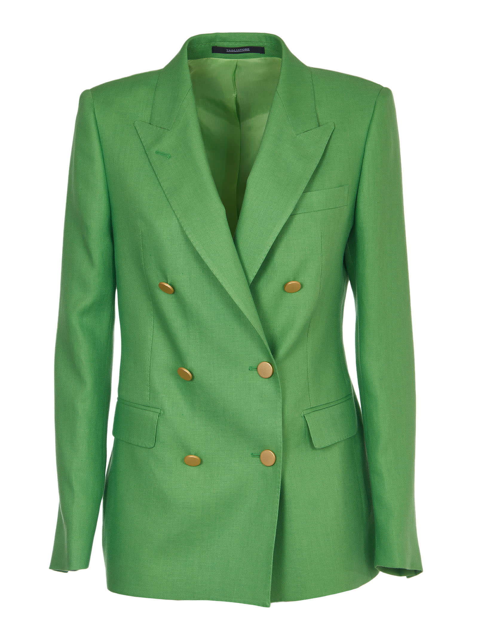 Tagliatore Green Linen Double-breasted Jacket
