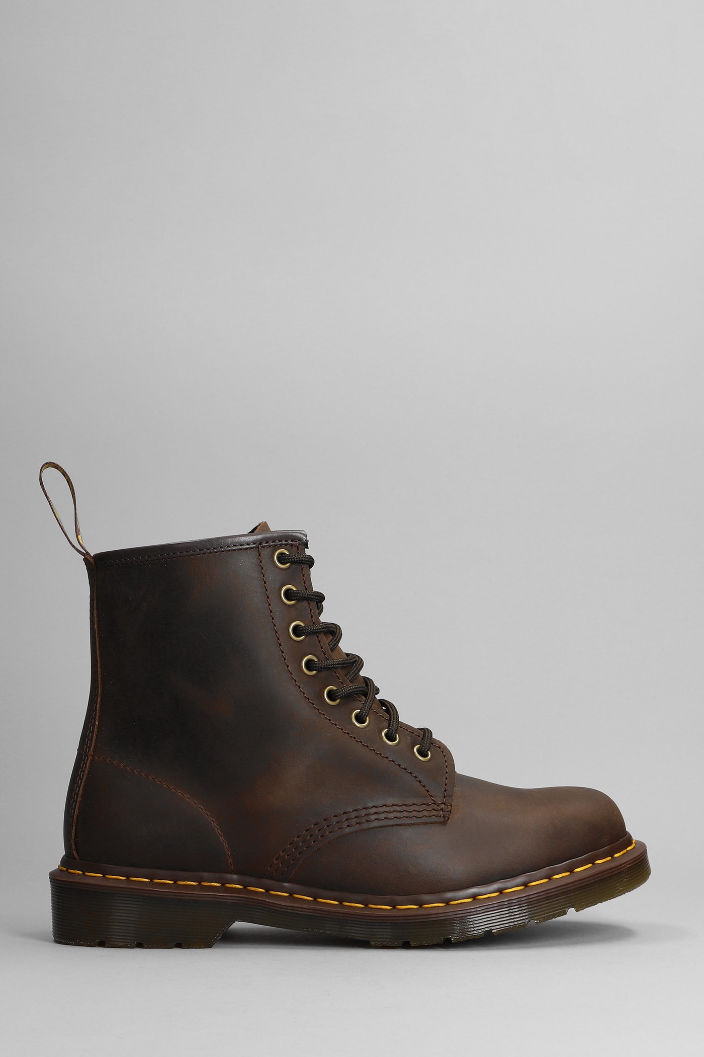 Dr. Martens 1460 Crazy Horse Combat Boots In Dark Brown Leather