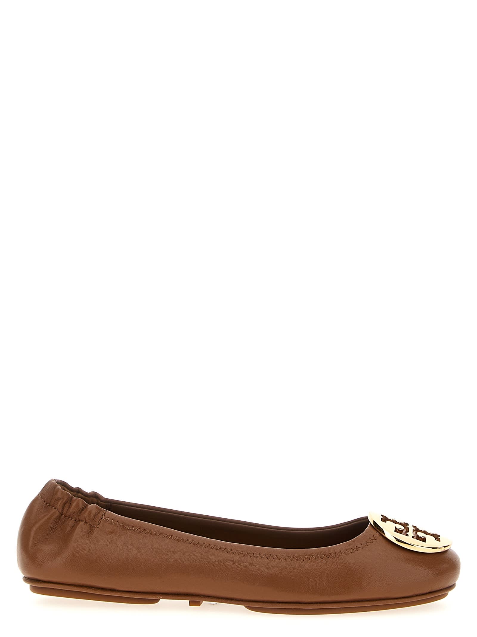 Tory Burch Minnie Travel Ballet Flats In Brown