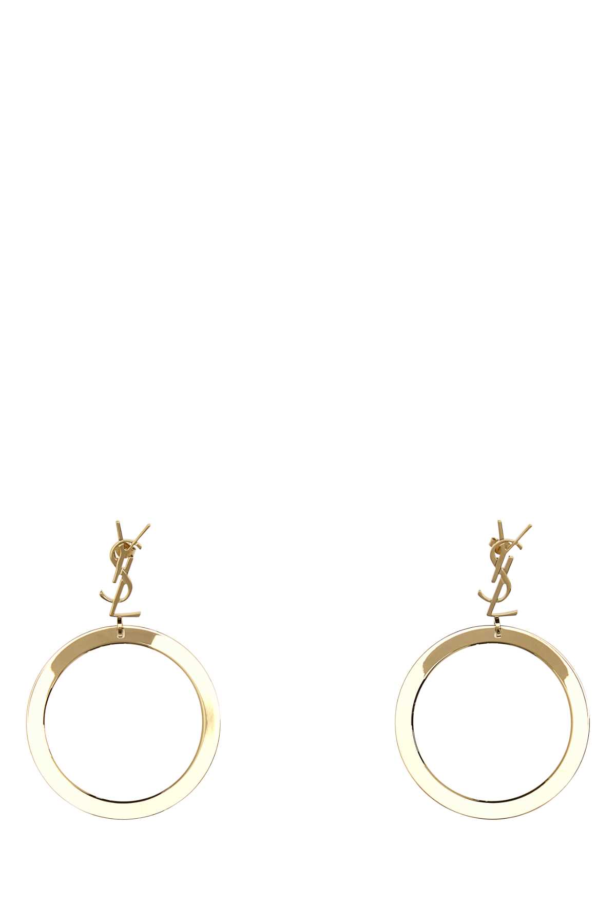 Shop Saint Laurent Gold Metal Cassandre Earrings In Dore