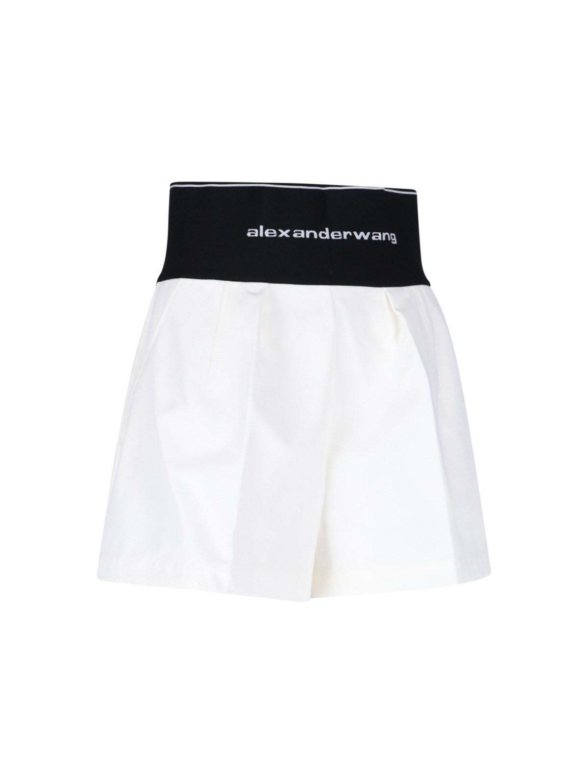 Shop Alexander Wang Logo Shorts In White