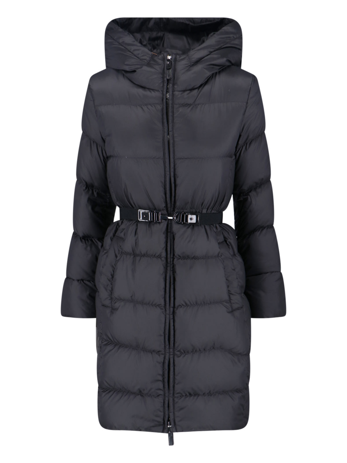 Max Mara The Cube Maxi Hooded Down Jacket In Black