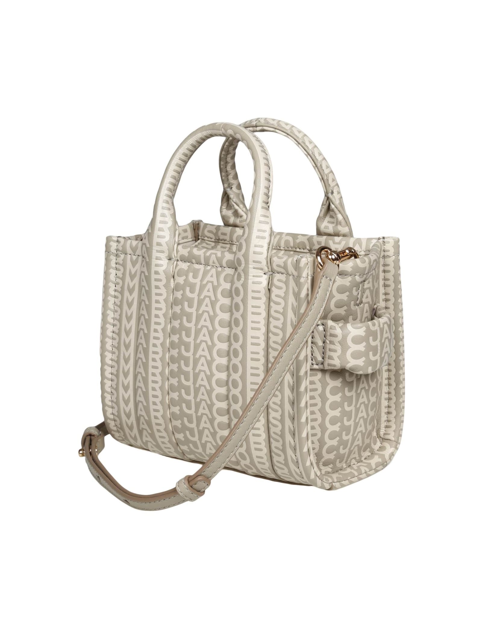 Shop Marc Jacobs Micro Tote In Monogram Leather In Neutrals