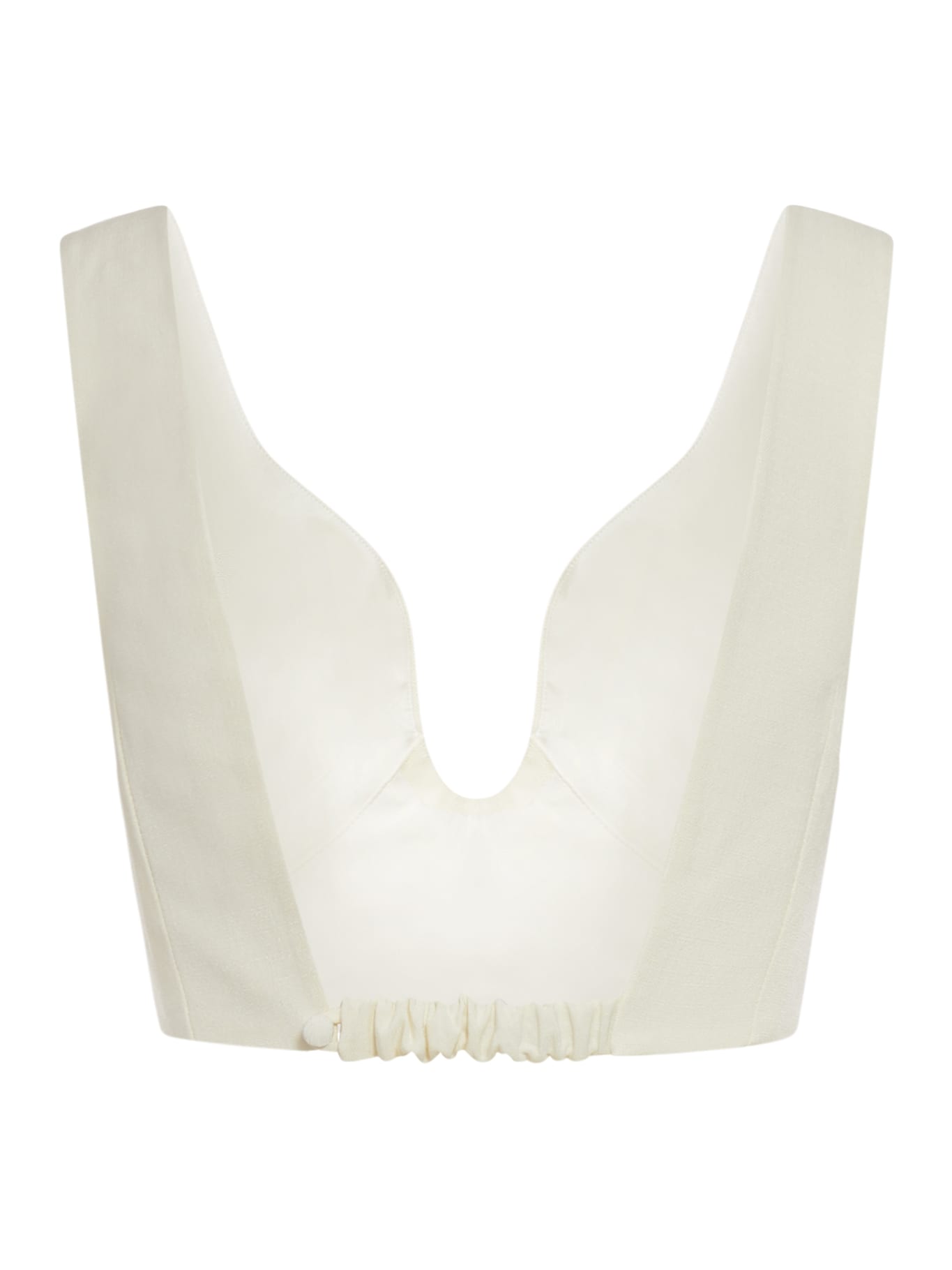 Shop Jil Sander Graphic Curved Low Scooped Bra In Chalk