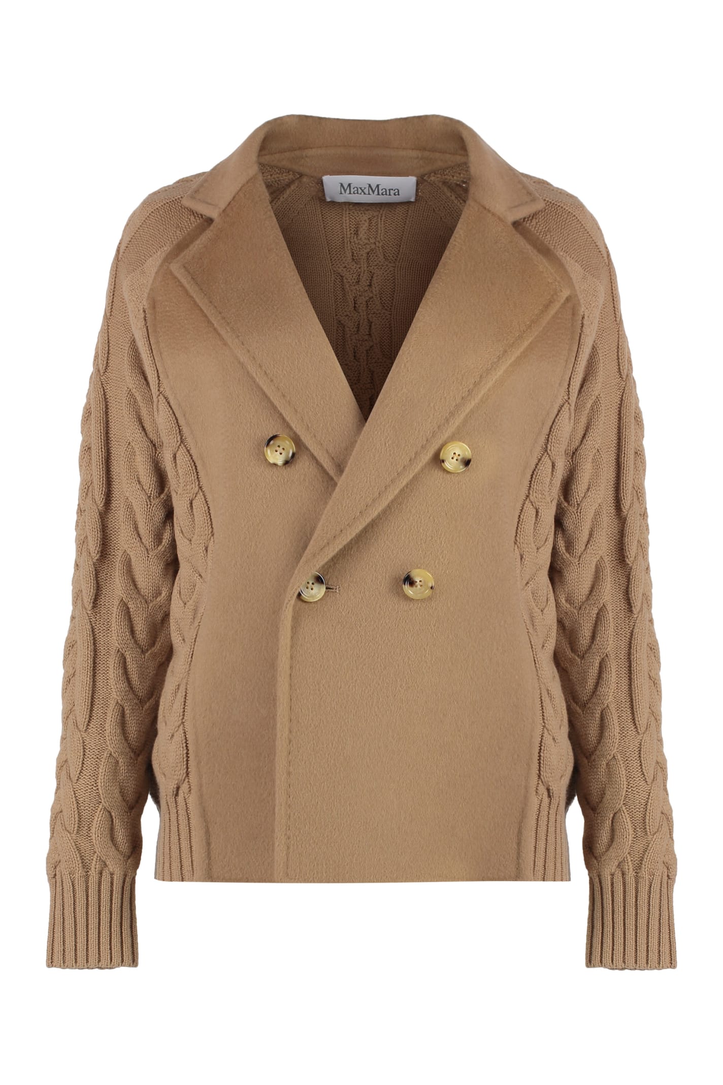 Shop Max Mara Micio Double-breasted Wool Jacket In Camel