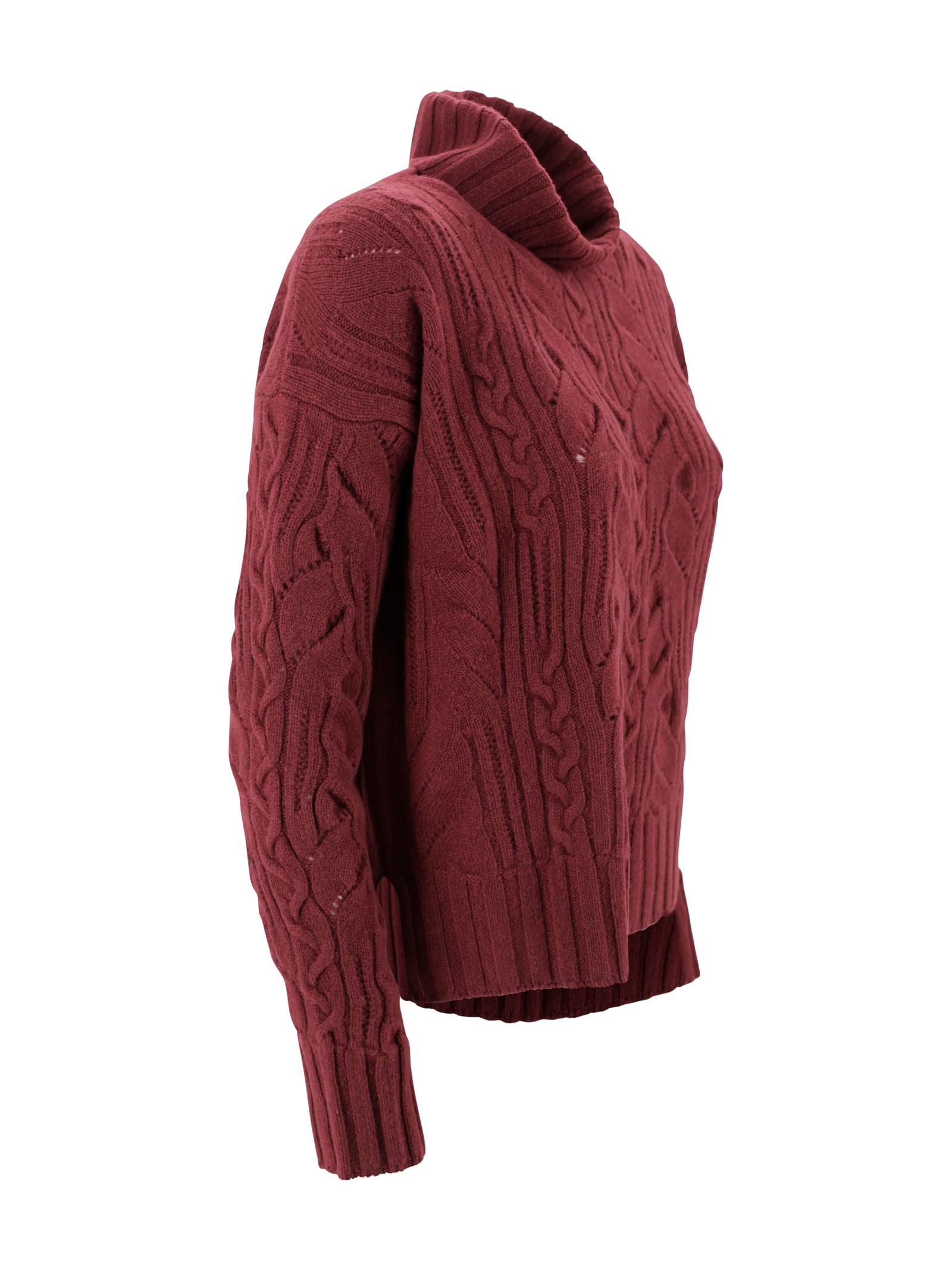 D Exterior Turtleneck Sweater In Red