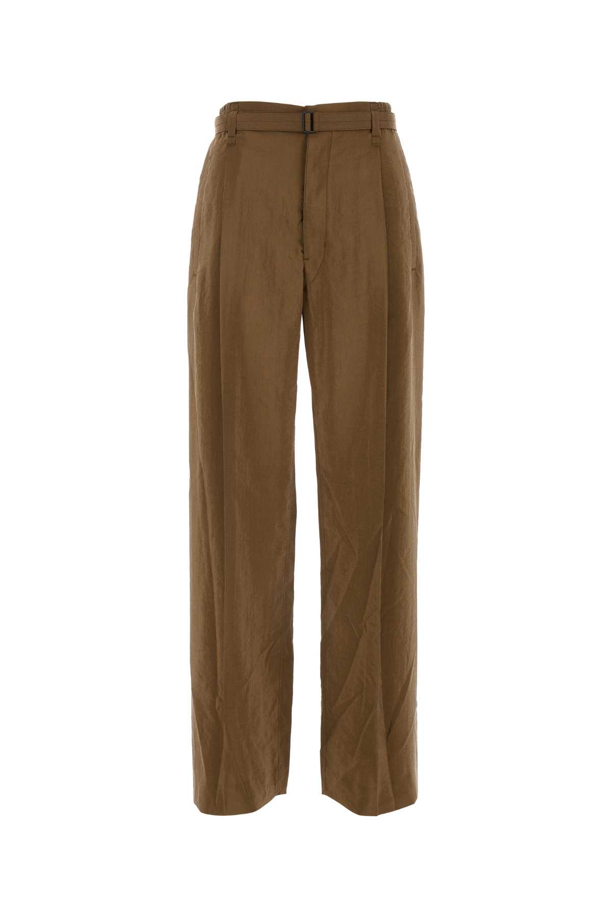 Shop Lemaire Biscuit Silk Blend Pant In Havana