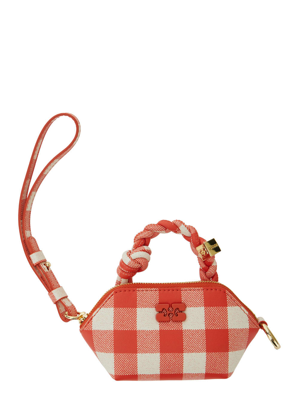 vichy Red Nano Bag With Braided Handle And Logo Plaque In Leather Blend Woman