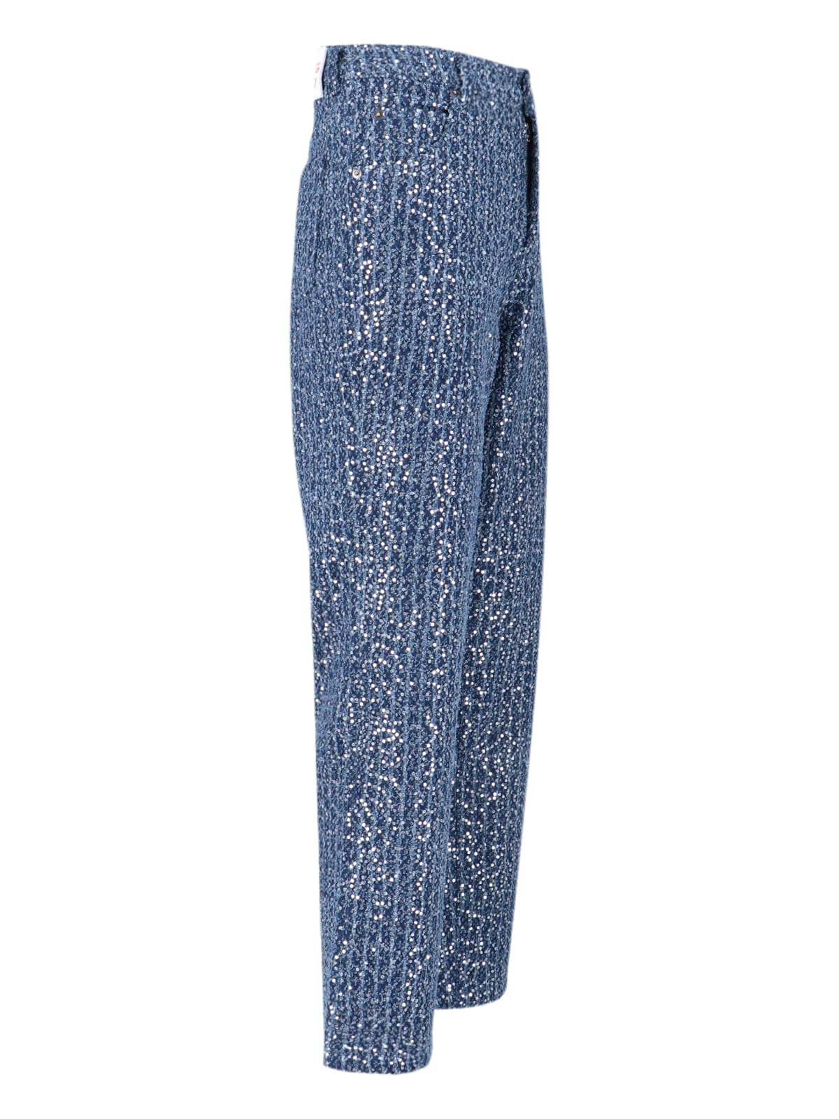 Charles Jeffrey Loverboy Straight Trousers With Sequin Embellishments And Pockets In Blue