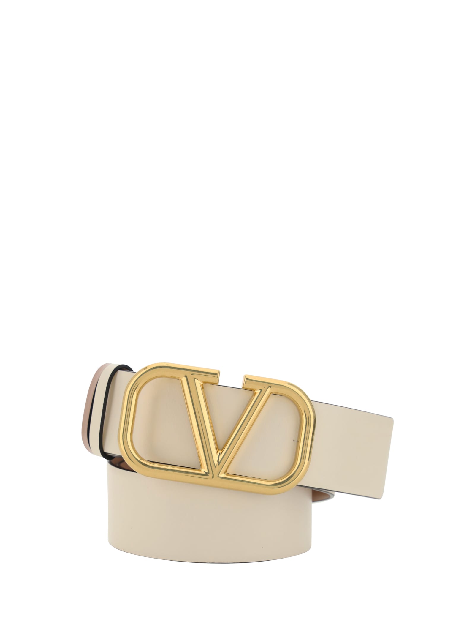 Shop Valentino Reversible Belt In Light Ivory-rose Cannelle