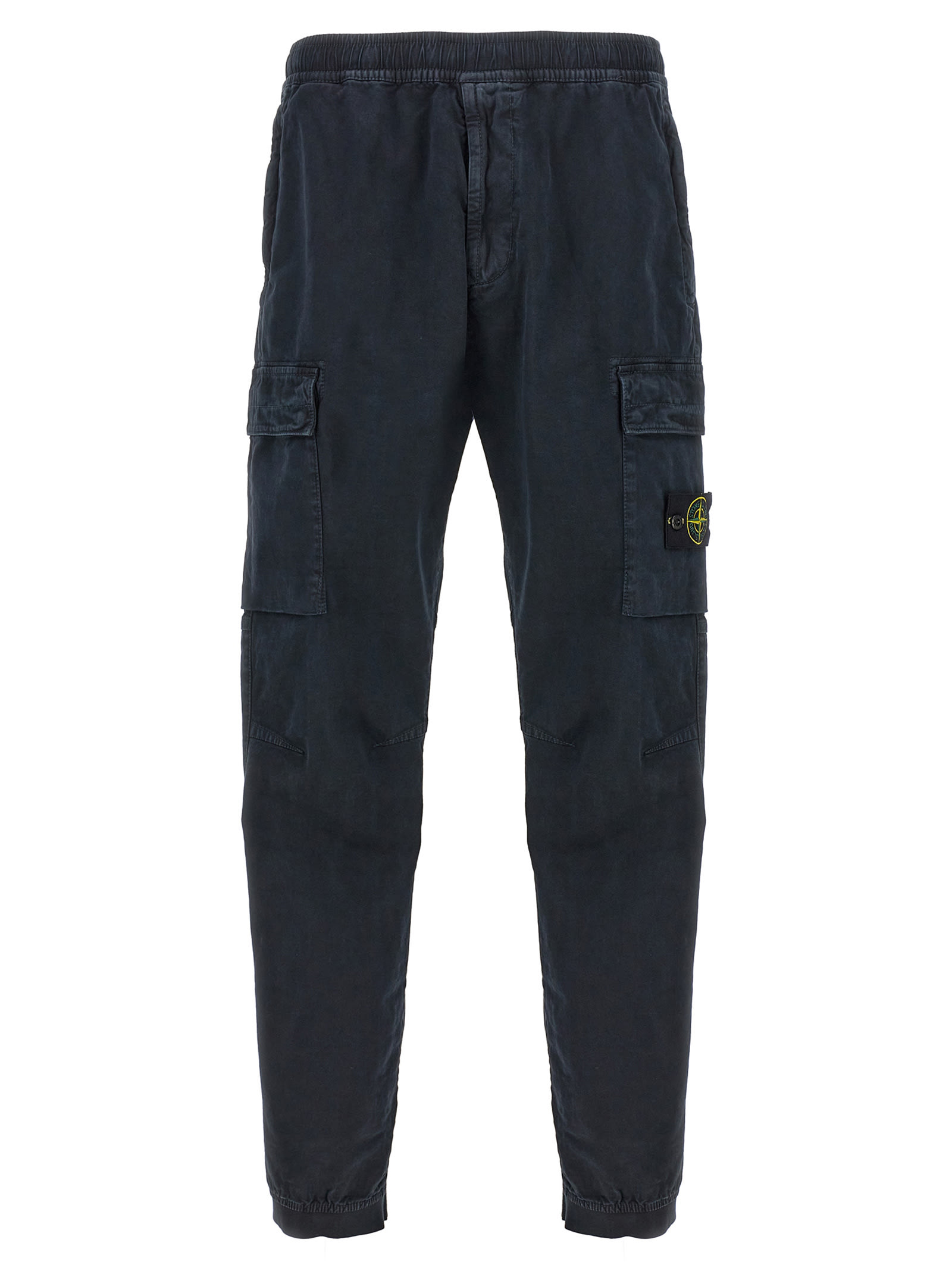 Shop Stone Island Logo Patch Cargo Pants In Blue