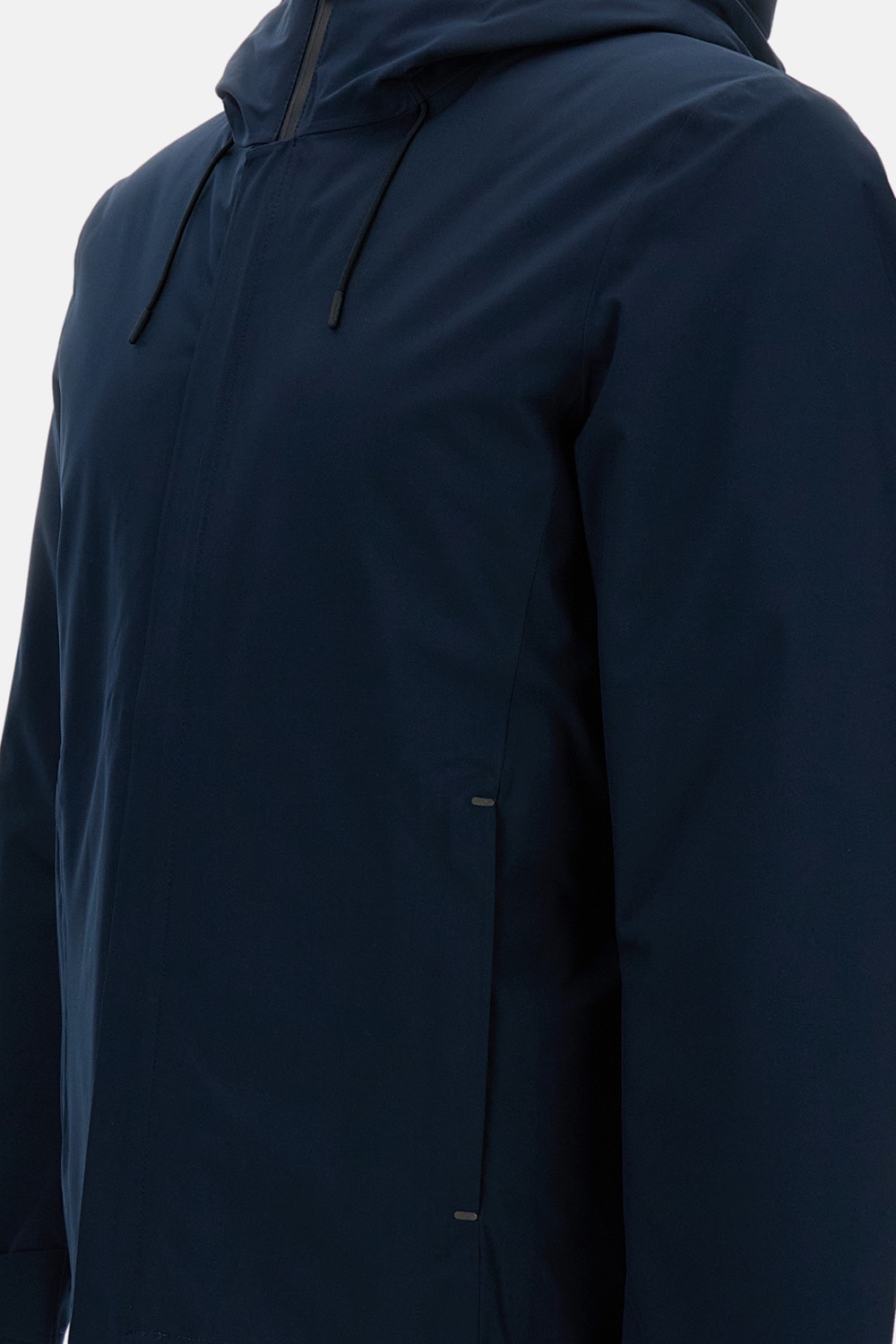 Woolrich Hooded Padded Jacket With Side And Zip Pockets In Blue