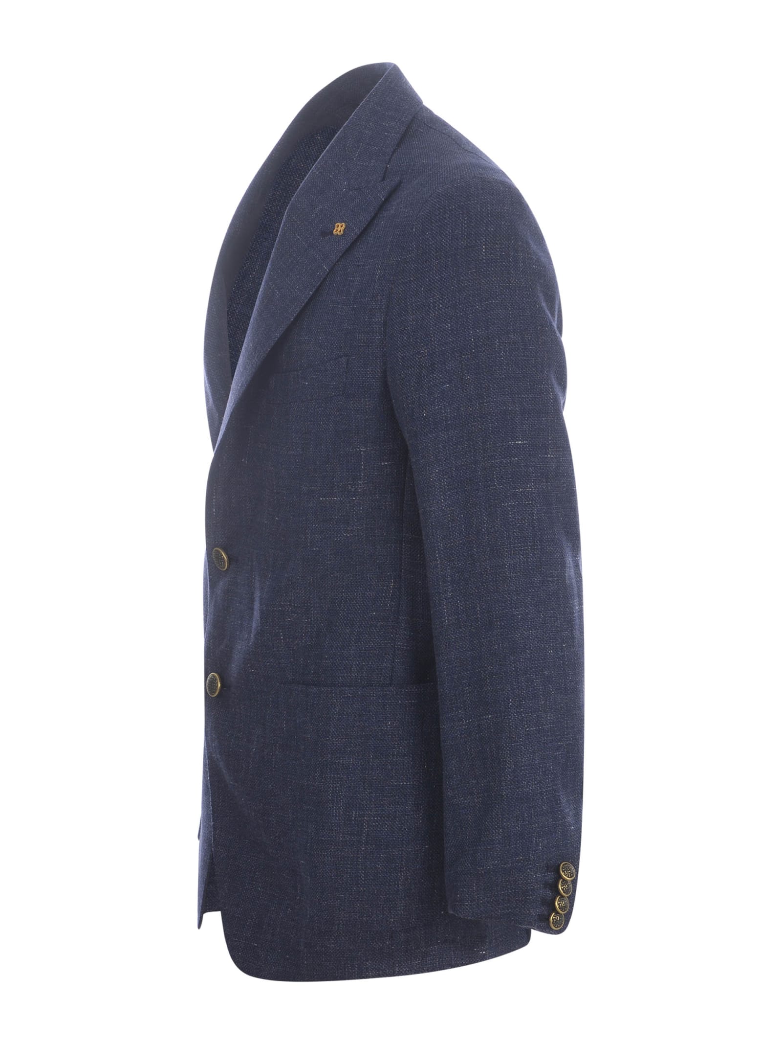 Shop Tagliatore Jacket  In Linen And Wool Blend In Blue