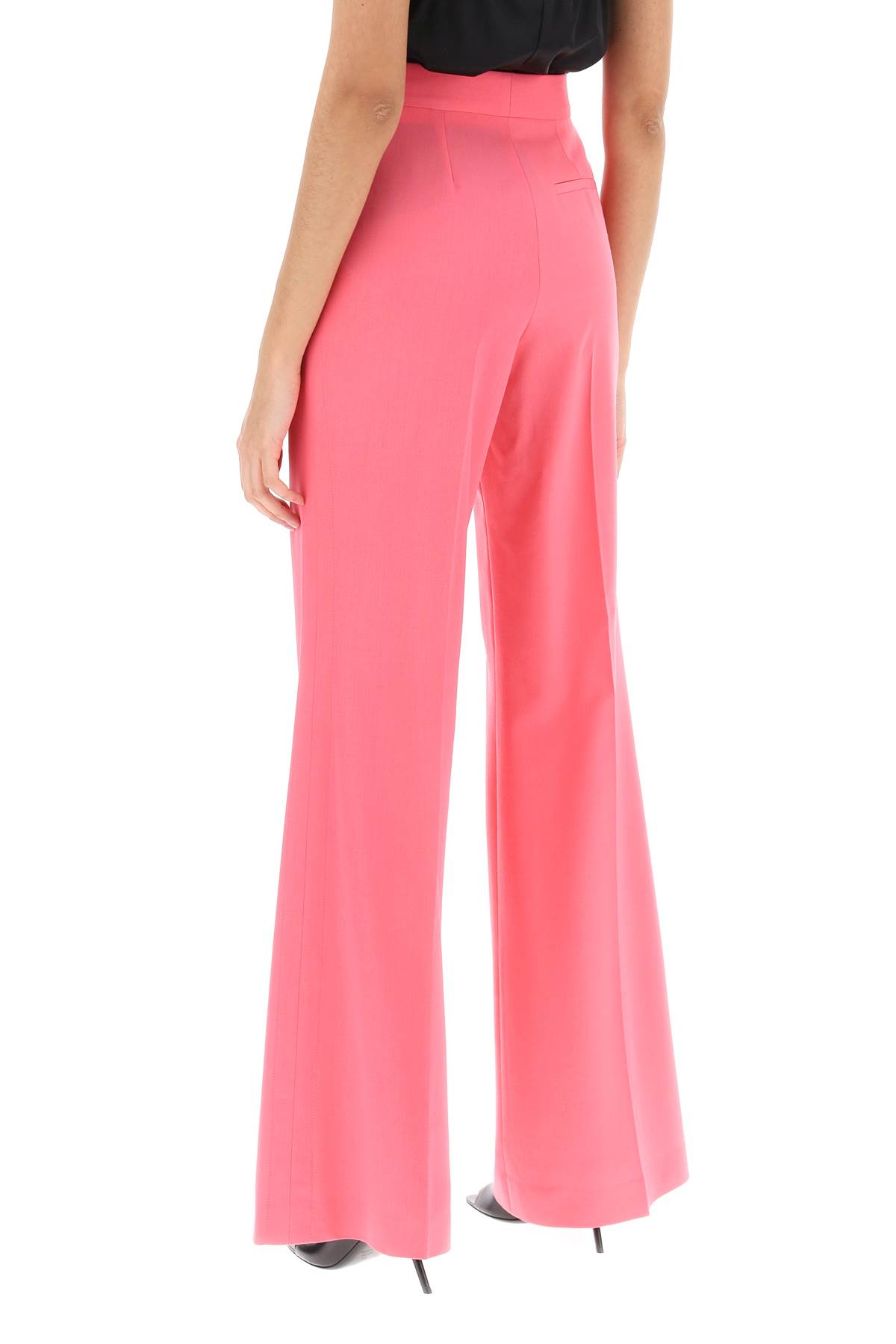 Stella Mccartney Stretch Wool Pants With High Waist In Watermelon (fuchsia)