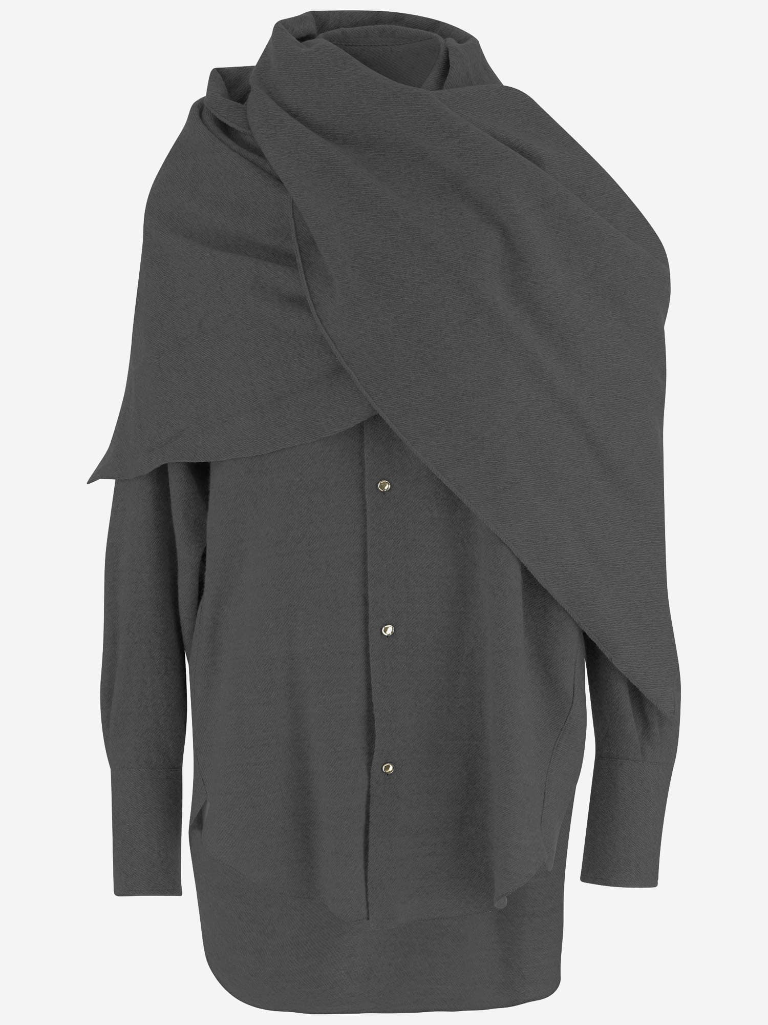 Darkpark Wool Shirt With Matching Shawl In Blue