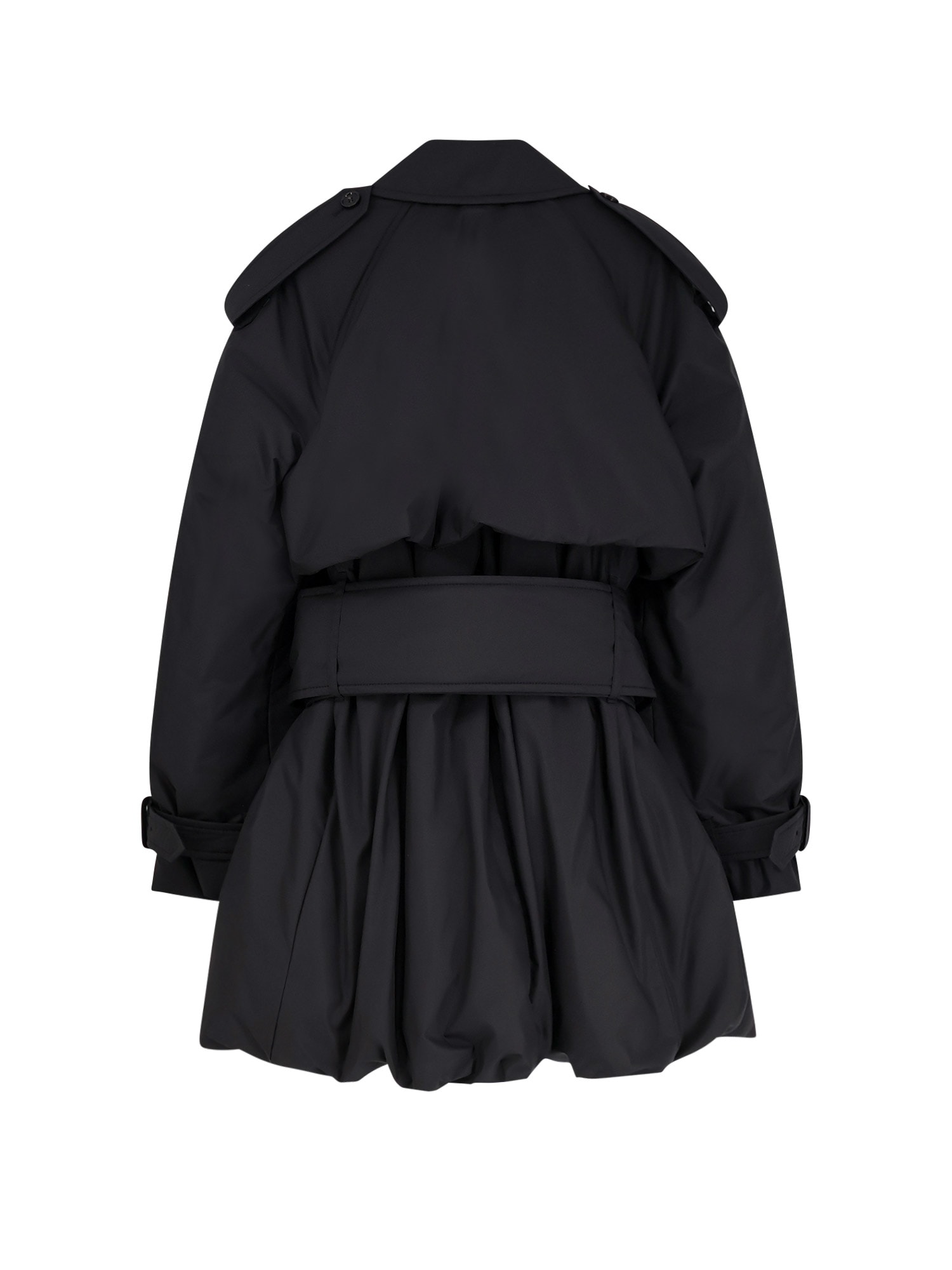 Burberry Belted Long Jacket And Pockets In Black