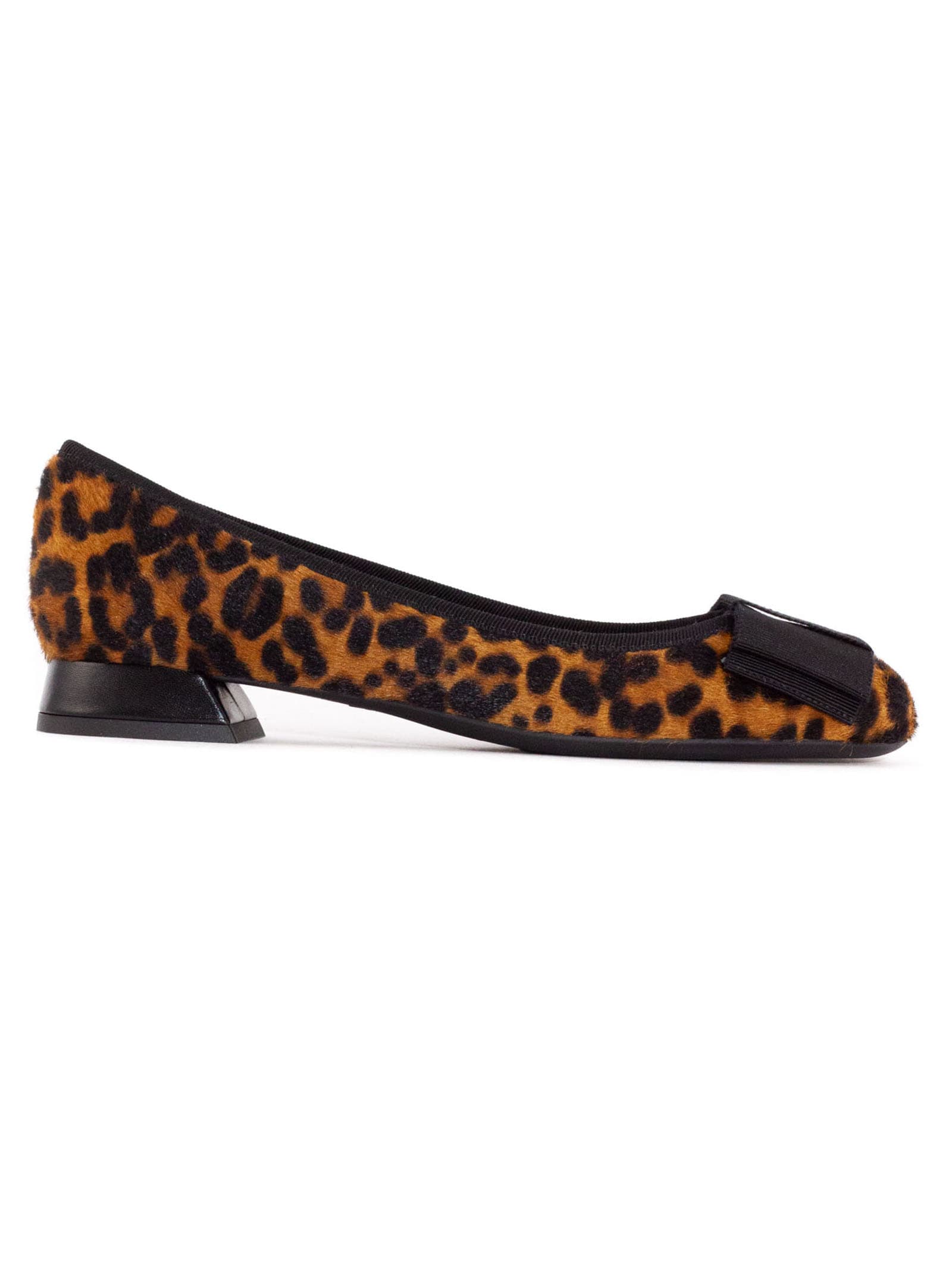 Sisko Ponyhair Leopard Print Ballerina Shoes