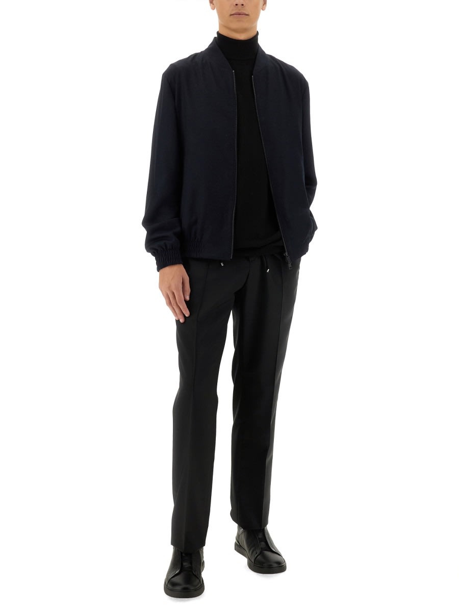 Shop Zegna Wool Bomber. In Black