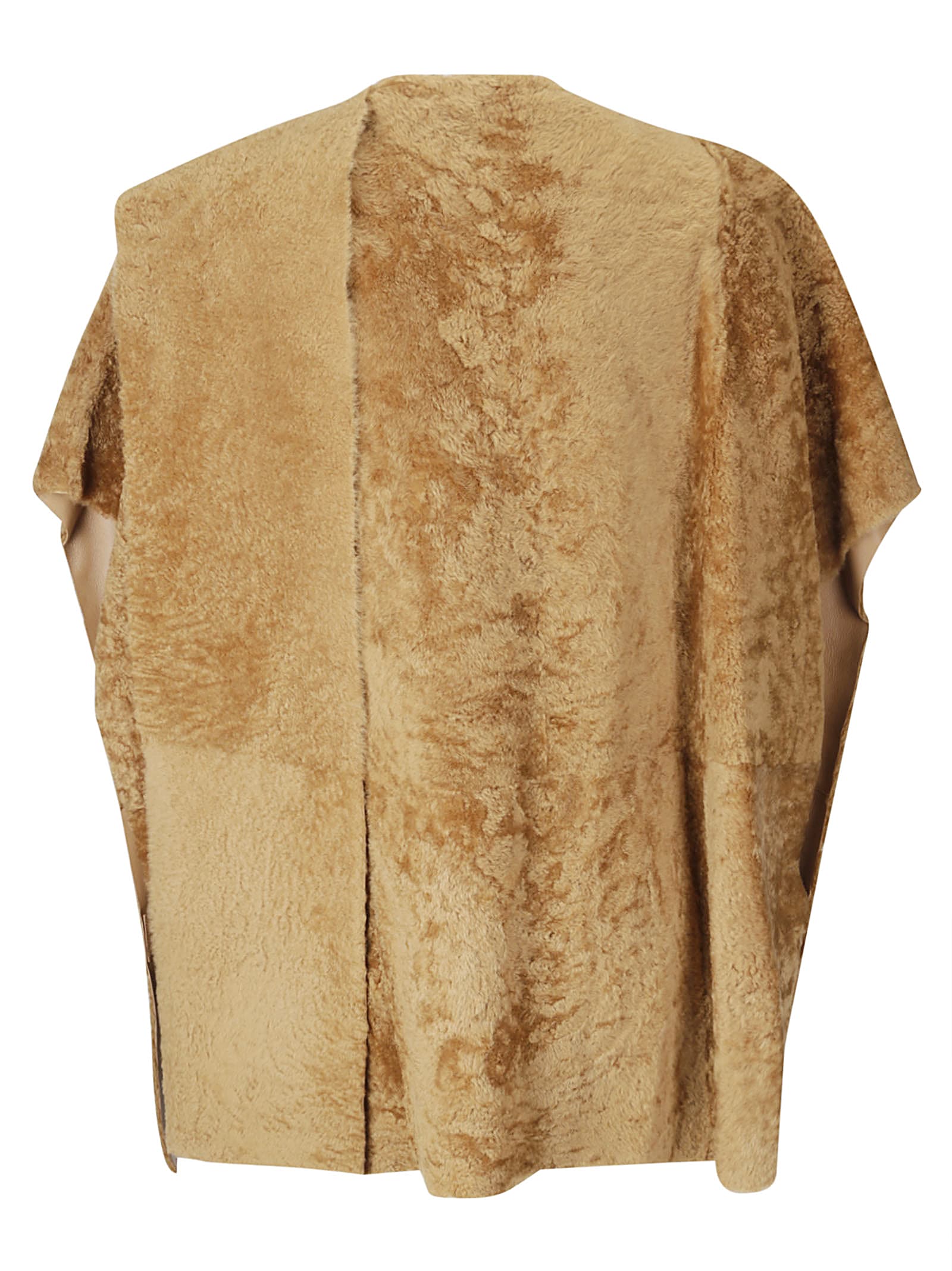 Shop Desa 1972 Shearling Cape In Caramel