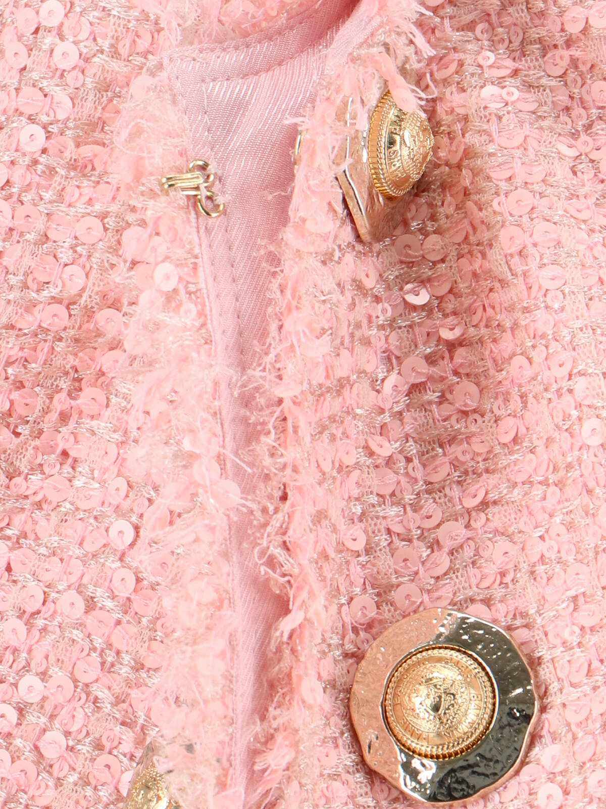 Balmain Tweed Jacket With All-over Sequins And Structured Shoulders In Red