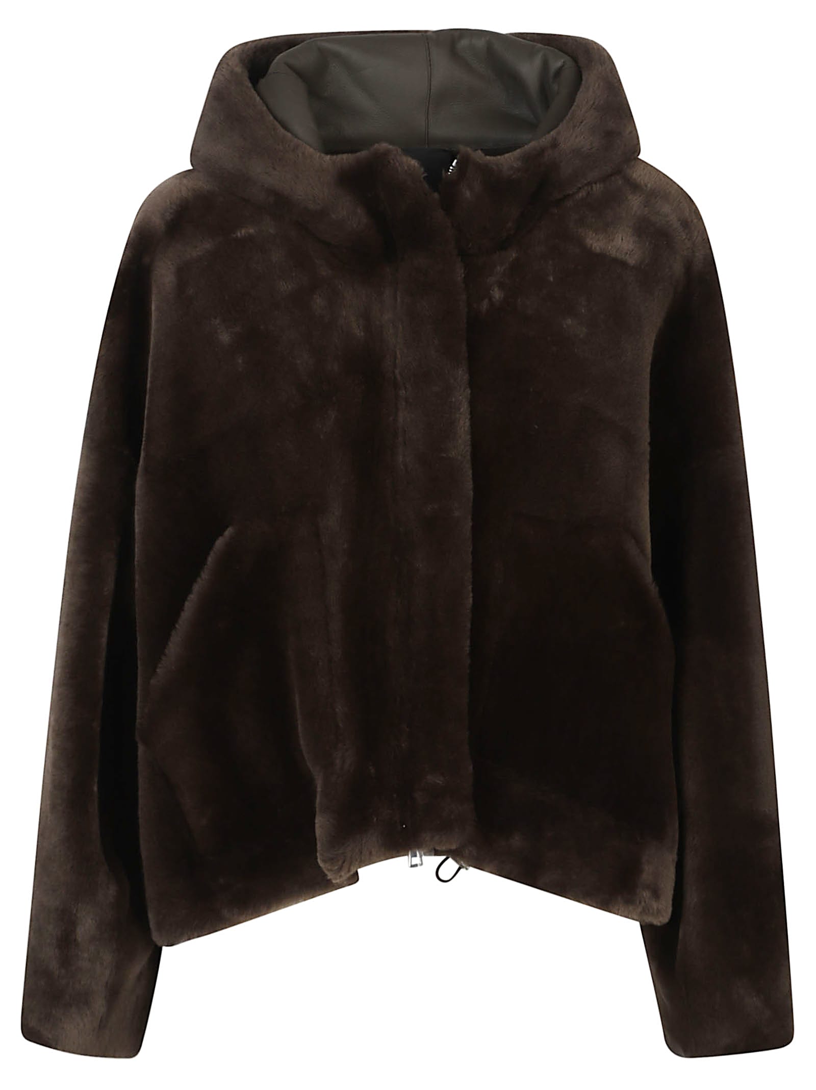 Blancha Straight Merino Bomber Jacket In Brown