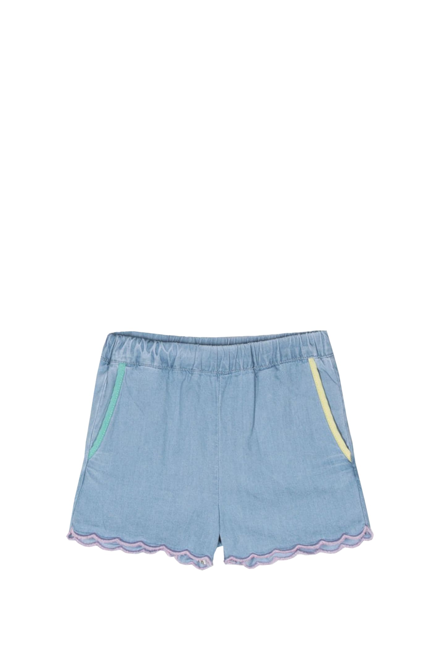 Shop Stella Mccartney Shorts With Scalloped Edge In Blue