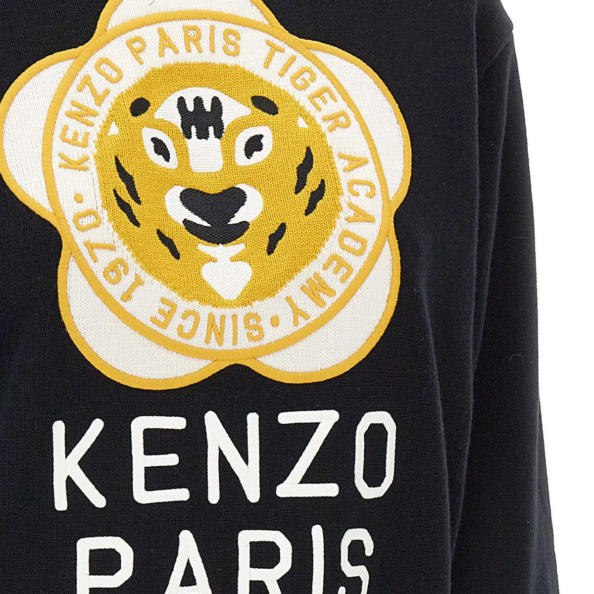Shop Kenzo Tiger Academy Wool And Cotton Sweater In J Black