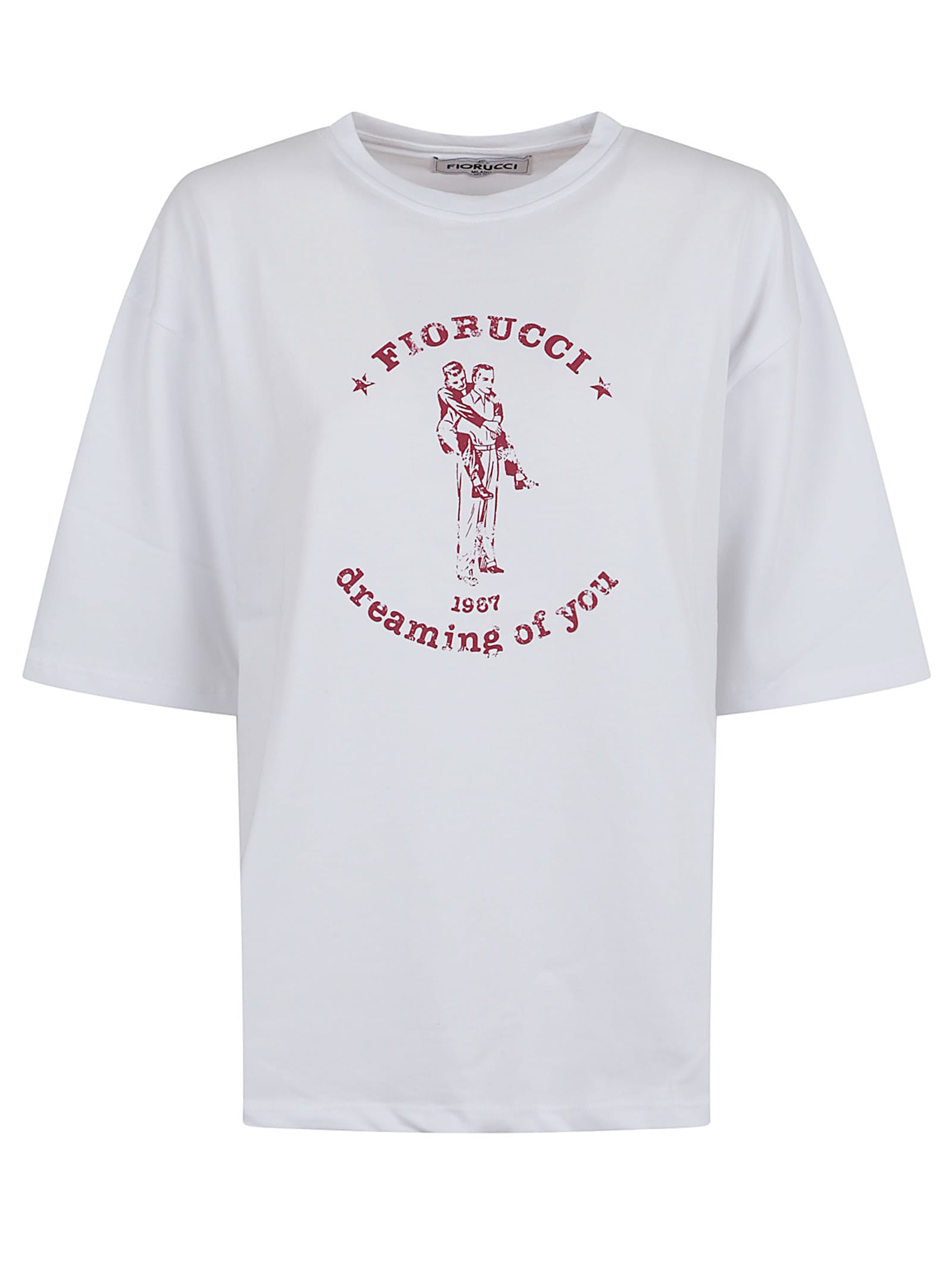 Women`s White Dreaming Of You Print Relaxed Fit T-shirt