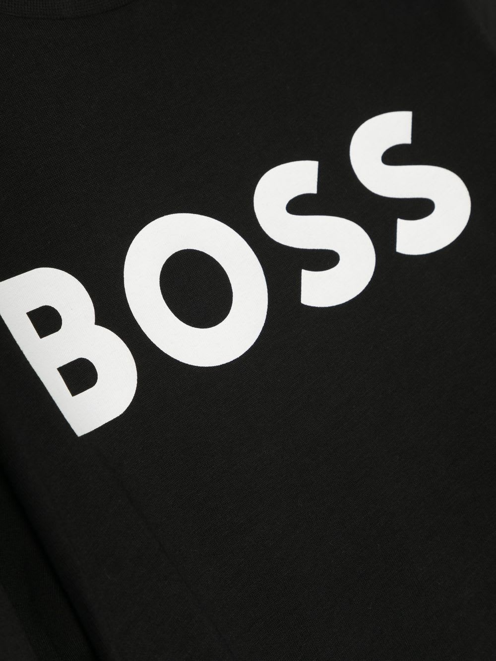 Shop Hugo Boss T-shirt Nera In Jersey Di Cotone Bambino In Nero