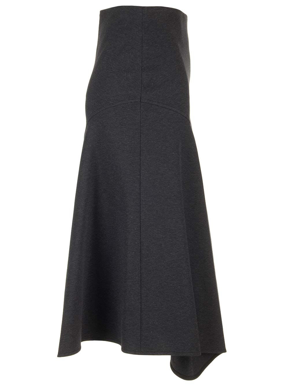 Brunello Cucinelli Asymmetric Midi Skirt In Grey