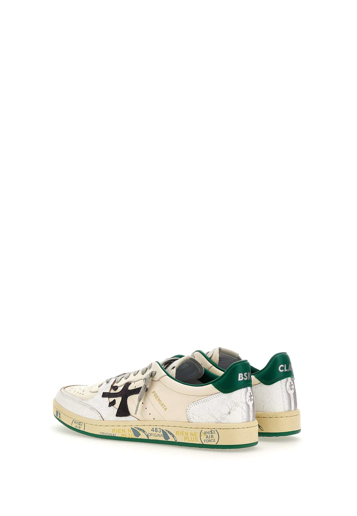Shop Premiata Bskt Clay6778 Sneakers In Beige/green