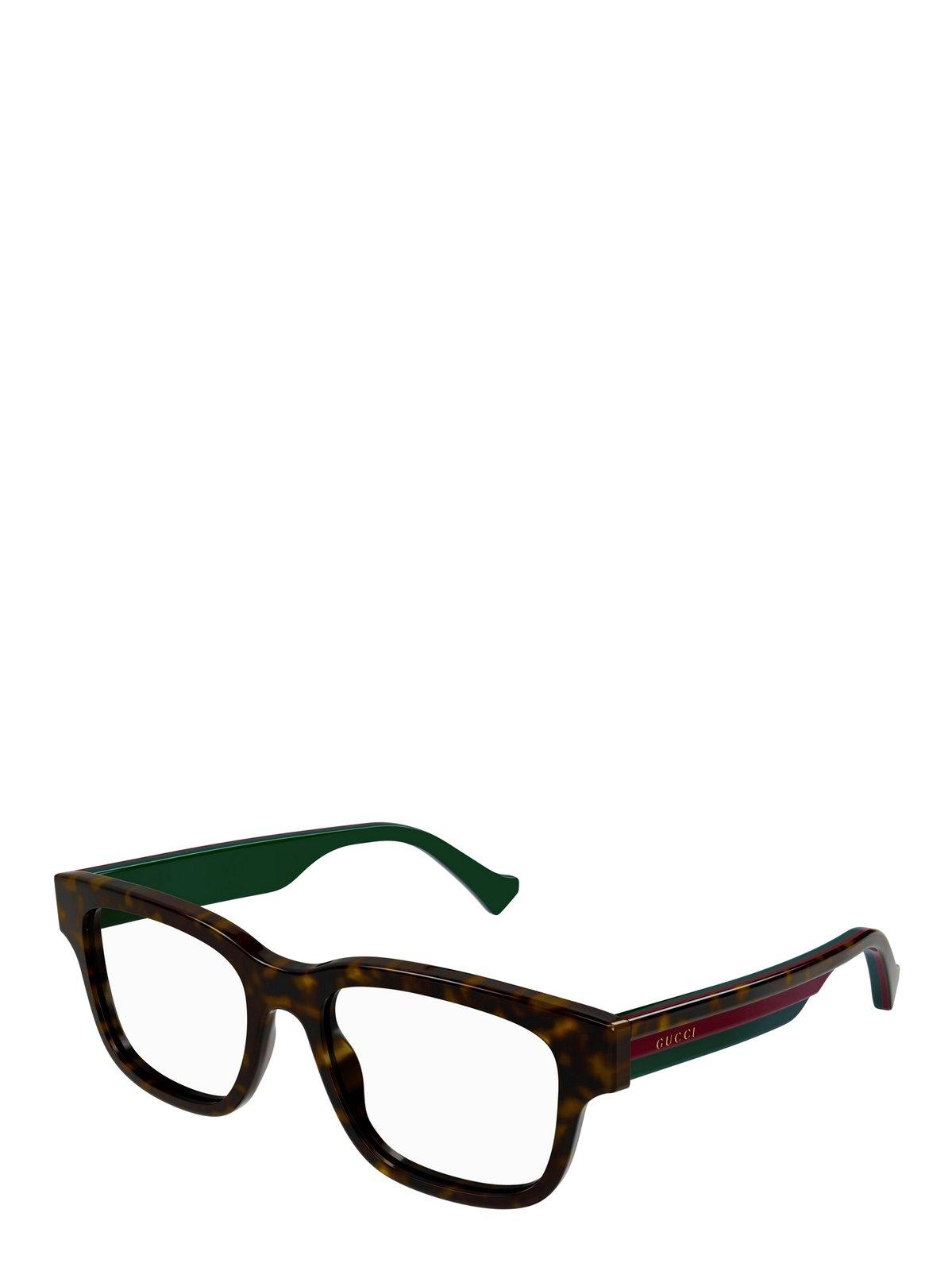 Shop Gucci Rectangle Frame Glasses In 005 Havana Havana Transpa