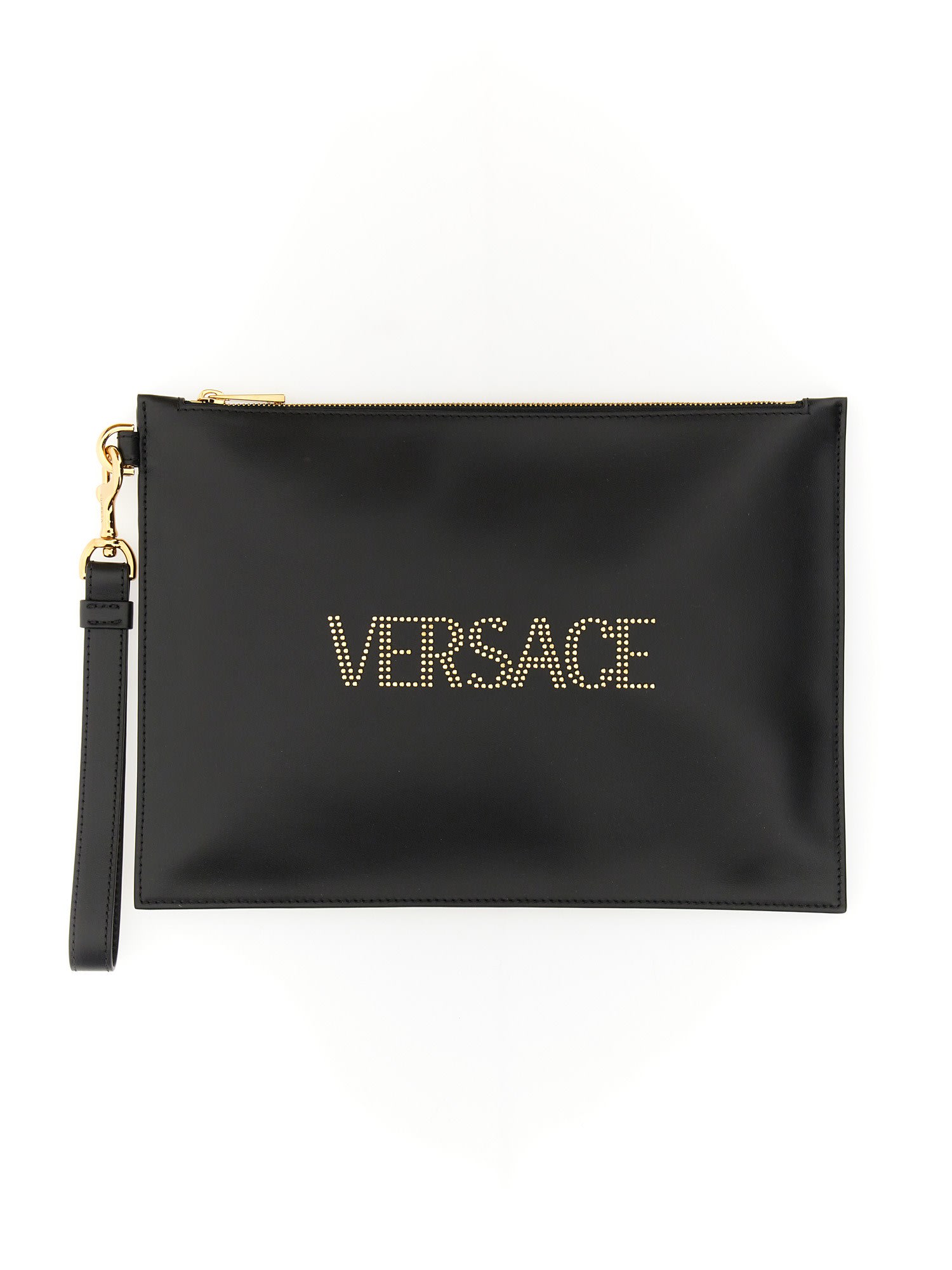 Versace Clutch Bag With Logo And Studs