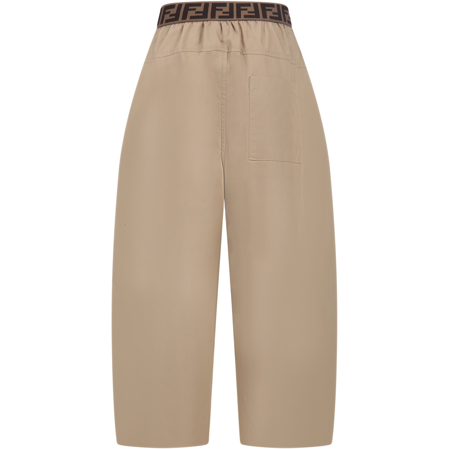 Shop Fendi Beige Culottes For Girl With Ff In Brown