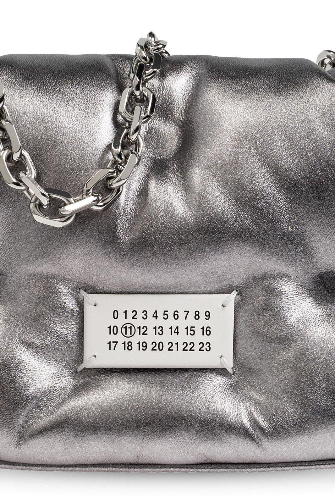 Shop Maison Margiela Glam Slam Micro Hobo Bag In Metallic Grey