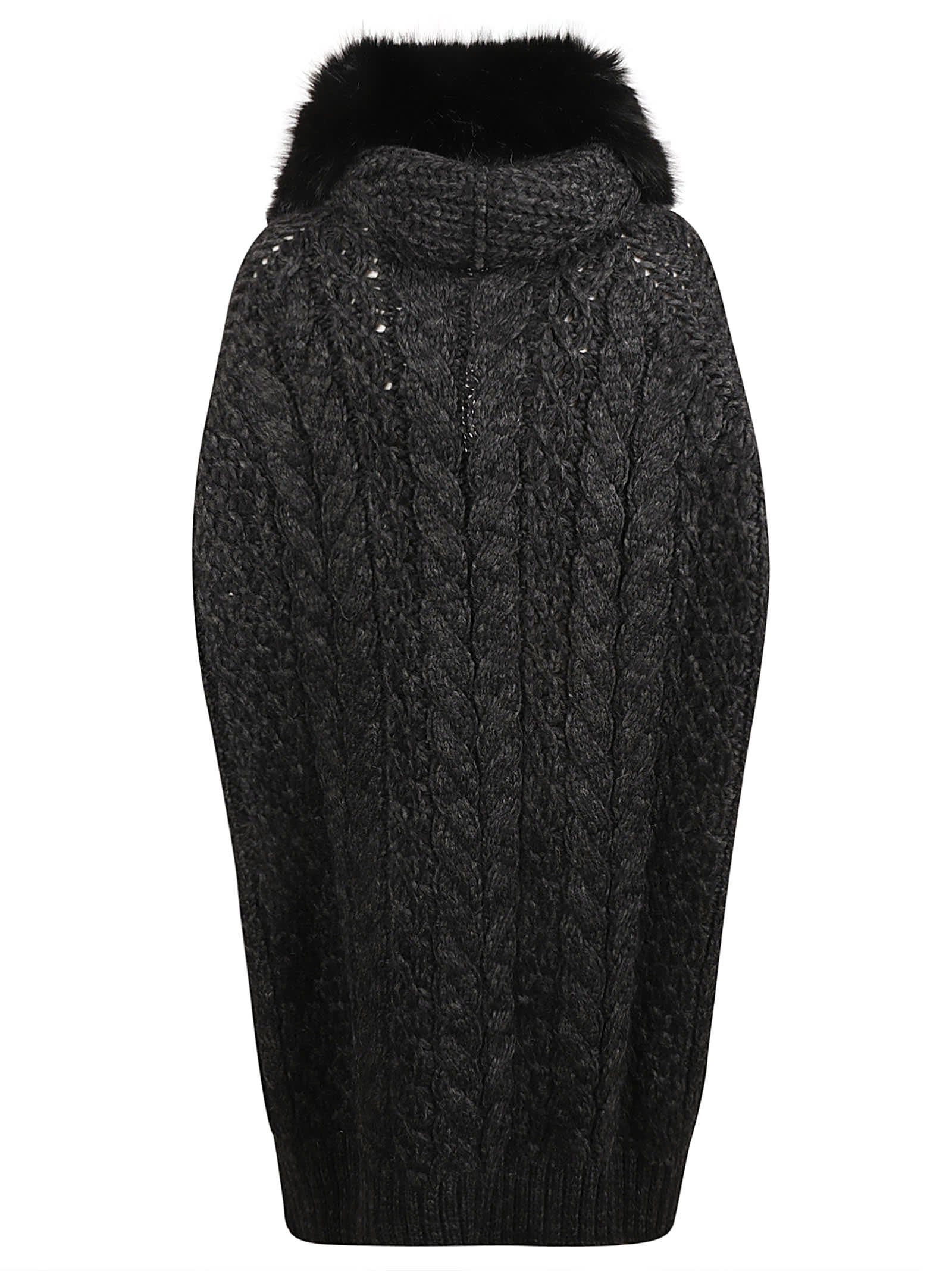 ERMANNO SCERVINO RIBBED FURRED CAPE 