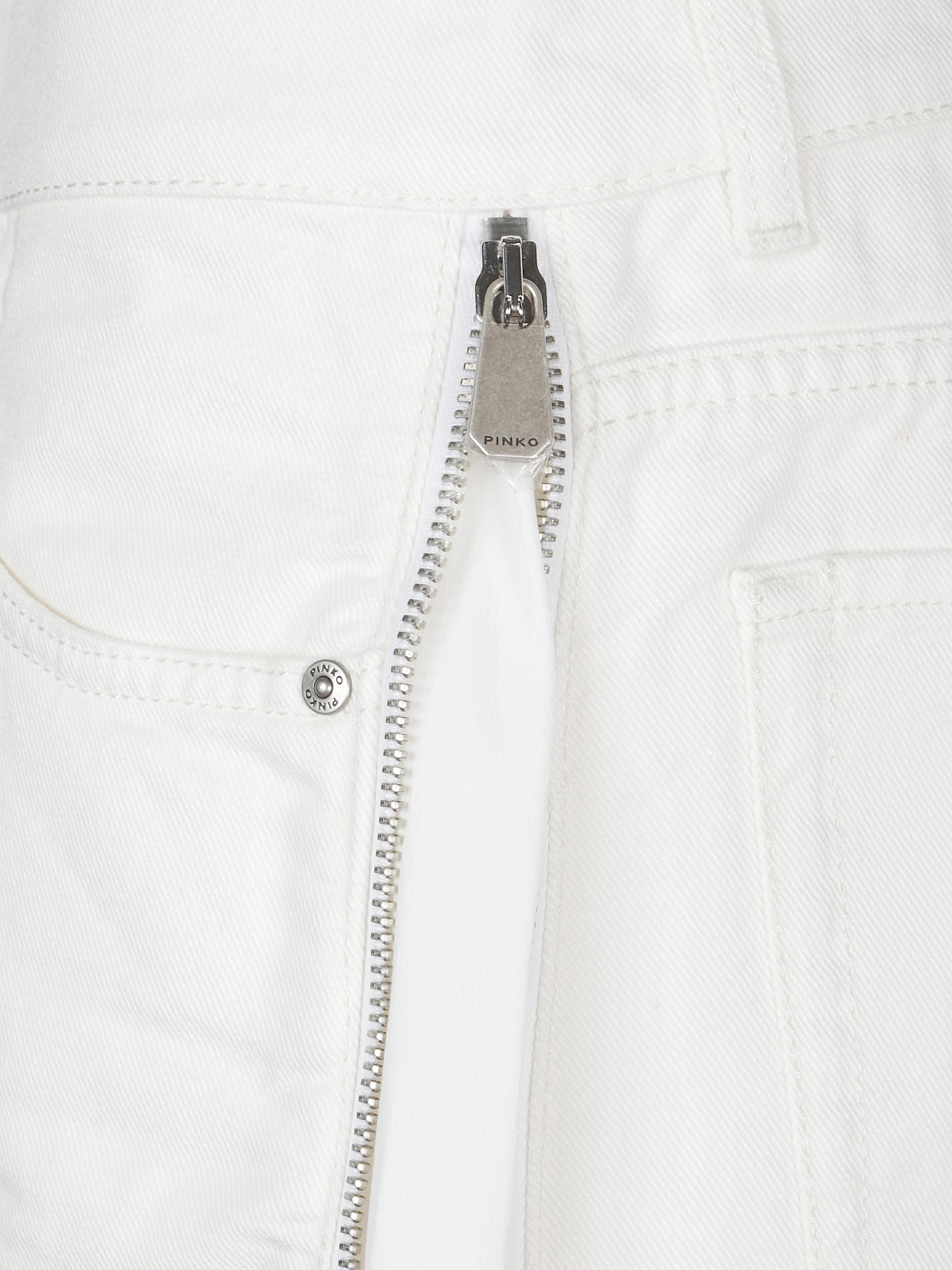 Pinko Wide Denim Jeans In White