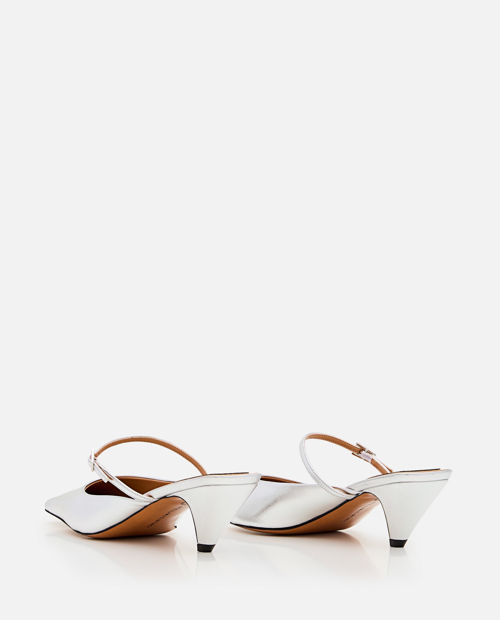 Stella Mccartney 90mm Buckle-fastening Slingback Mules In Silver