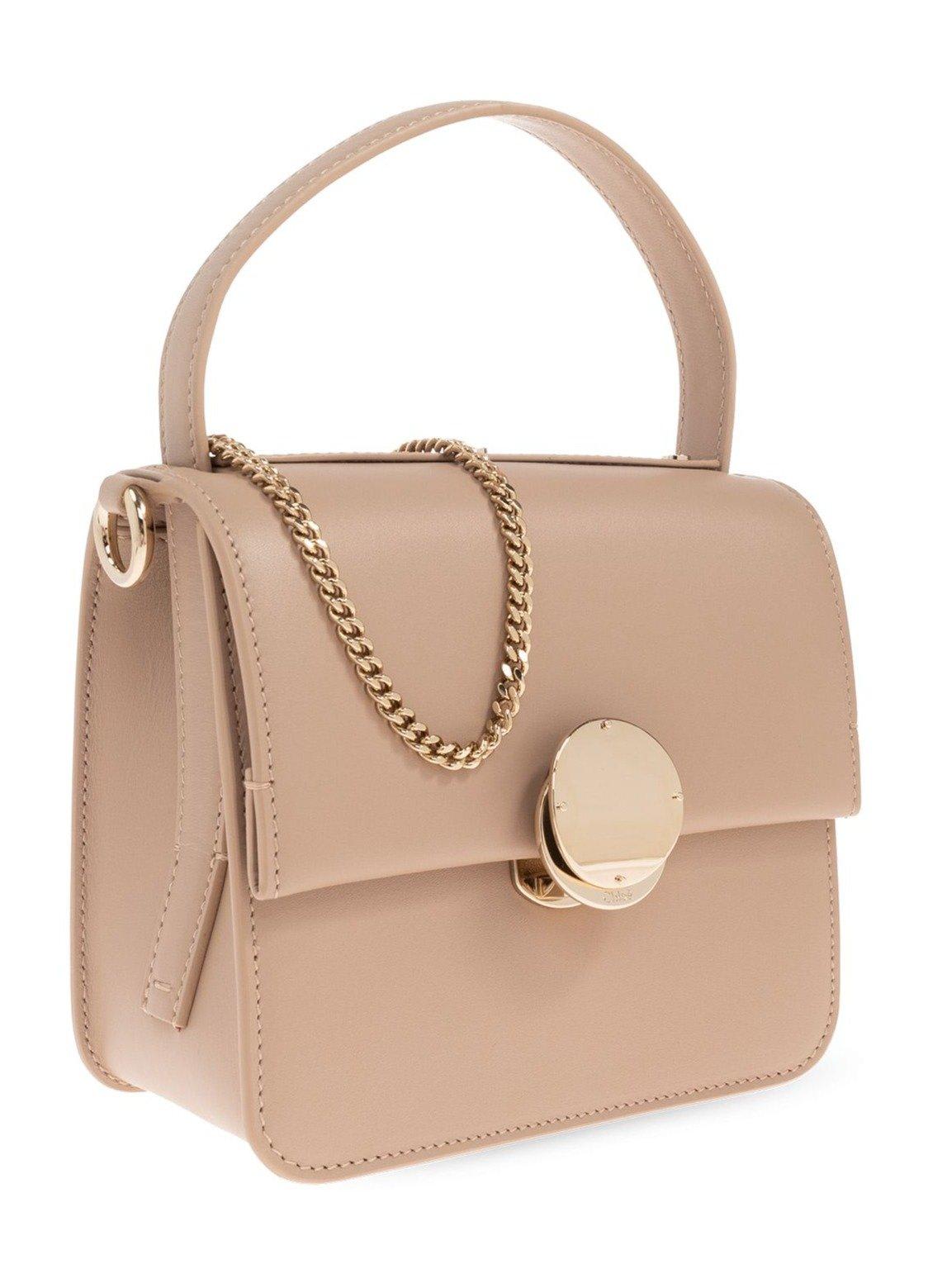 Shop Chloé Penelope Foldover Top Handle Bag In Beige