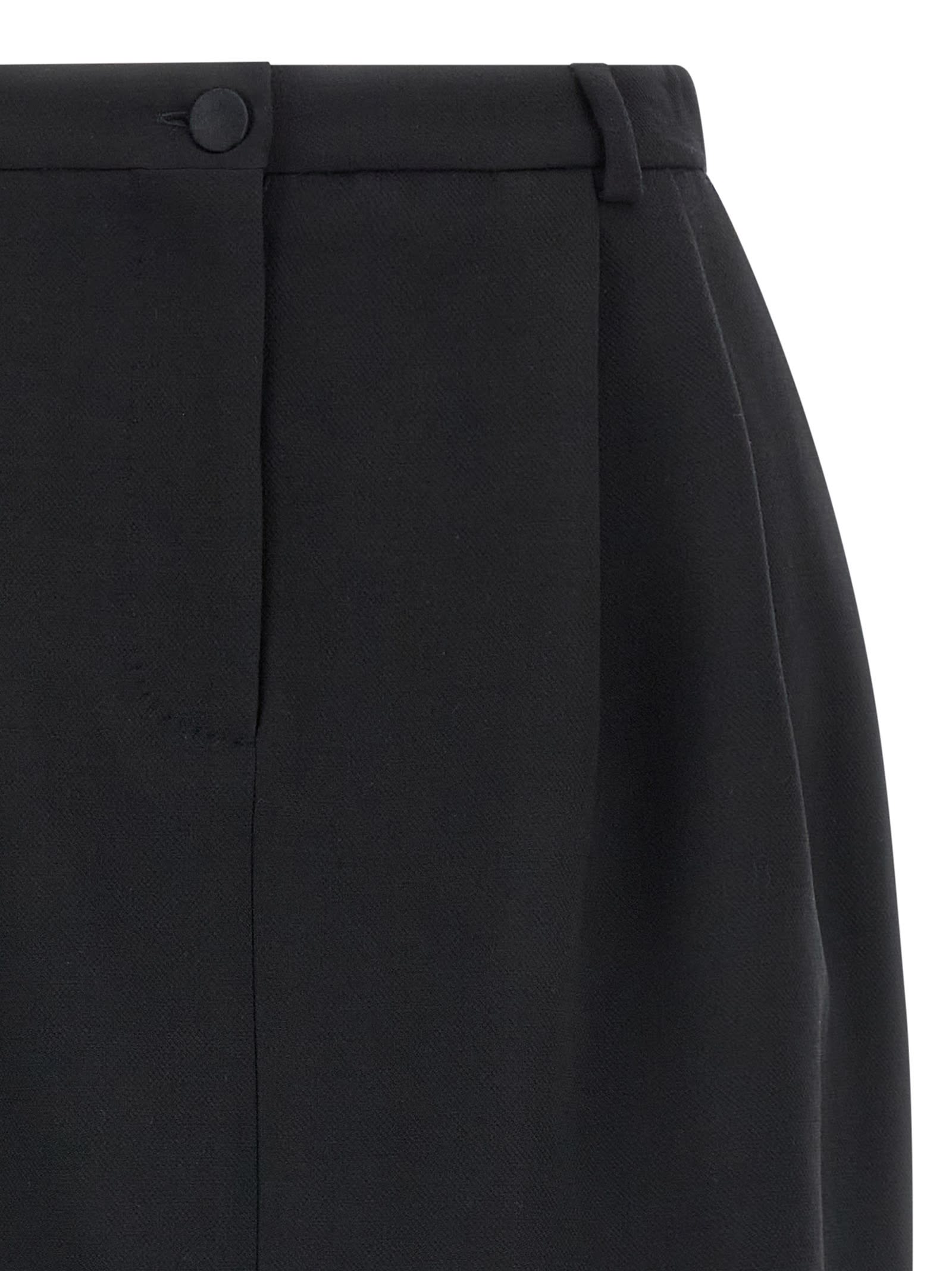 Dolce & Gabbana Short Skirt In Double Wool Crêpe In Black