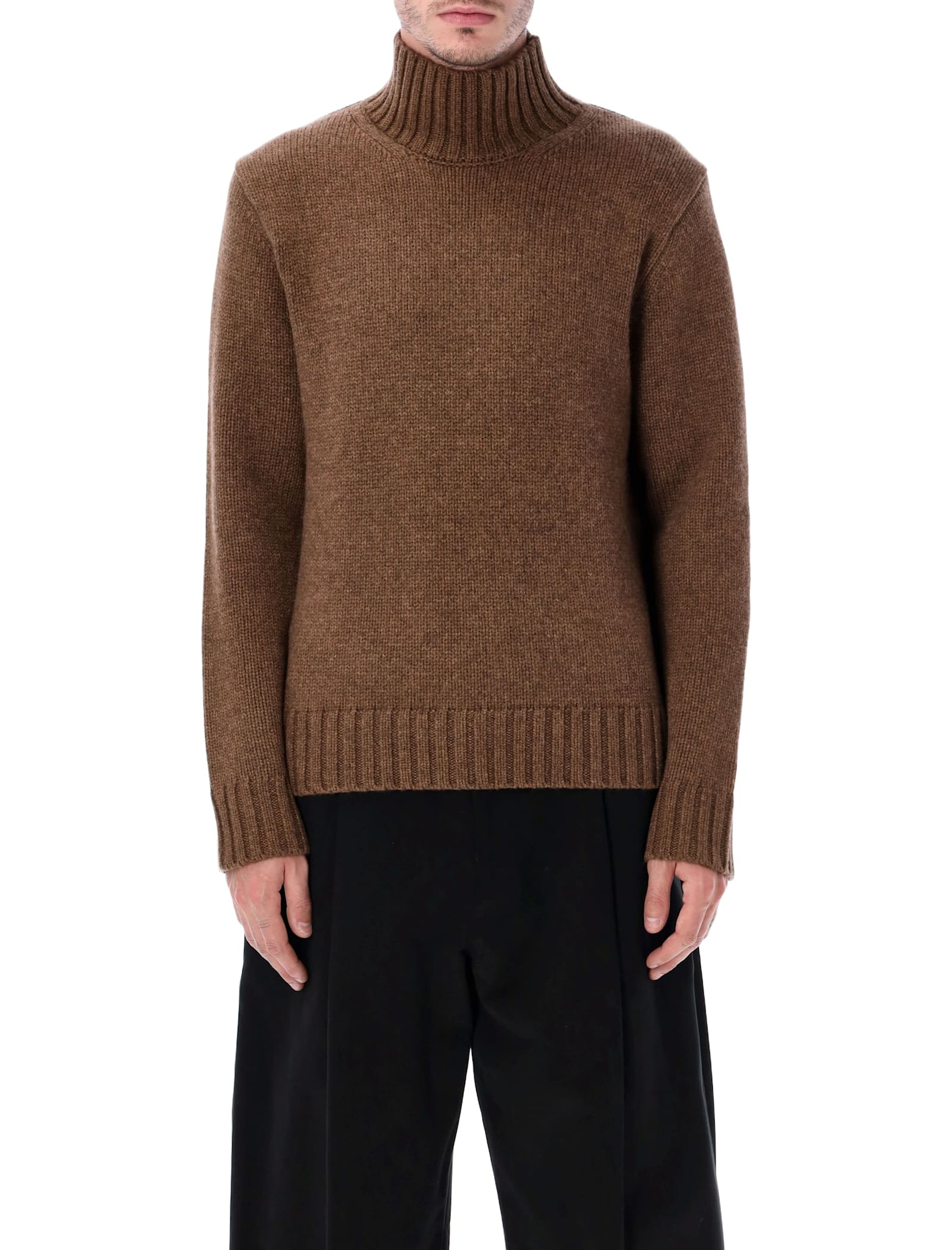 Studio Nicholson Loris Yak And Merino Wool High-neck Knit In Brown